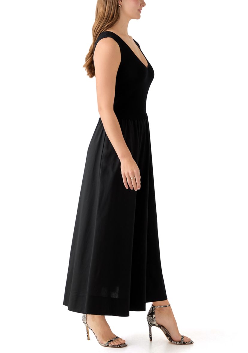 Womens Twofer Solid Sweater Midi Dress