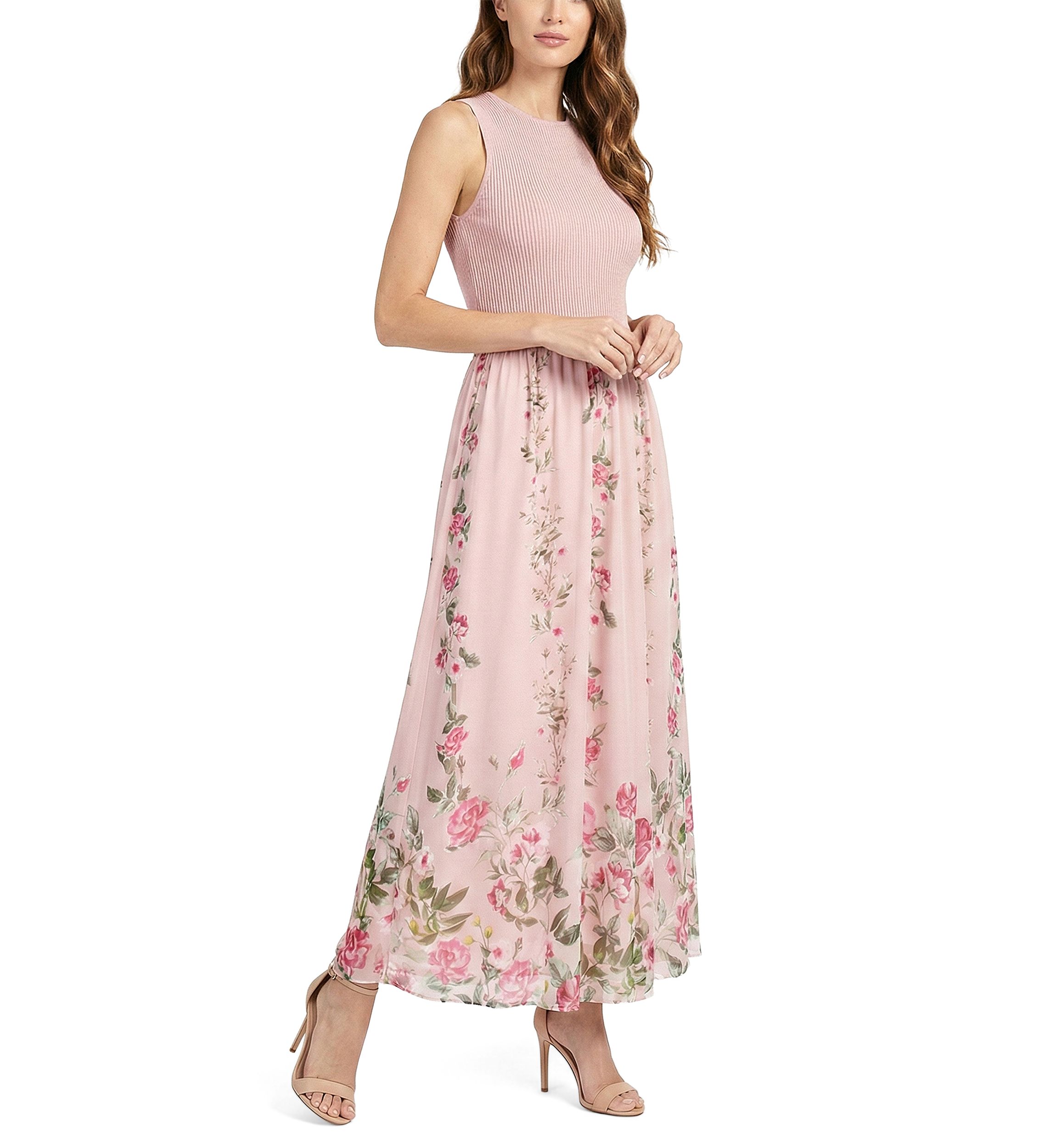 open lace back dress A-Line Mismatched Long Blush Pink Chiffon Bridesmaid Dresses, QB0625 –  QueenaBridal main image 0