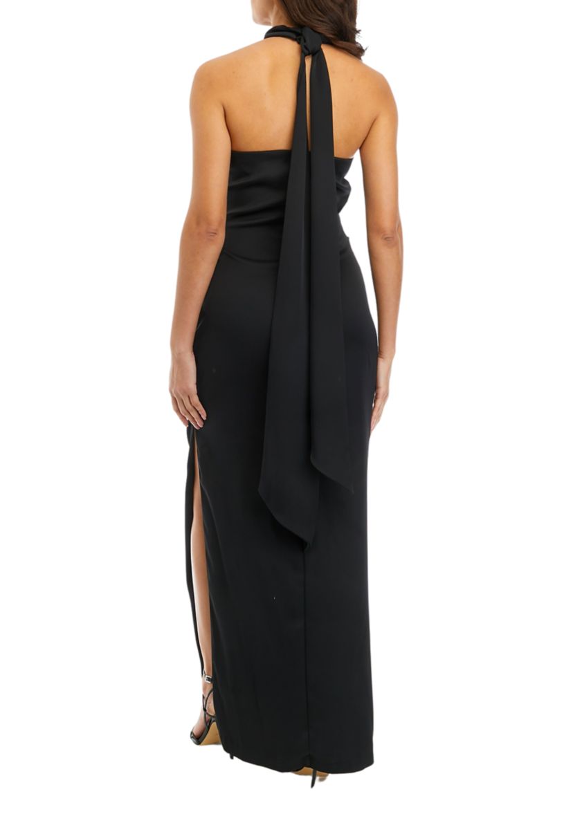Taylor Women's Sleeveless Halter Solid Satin Sheath Dress | Belk