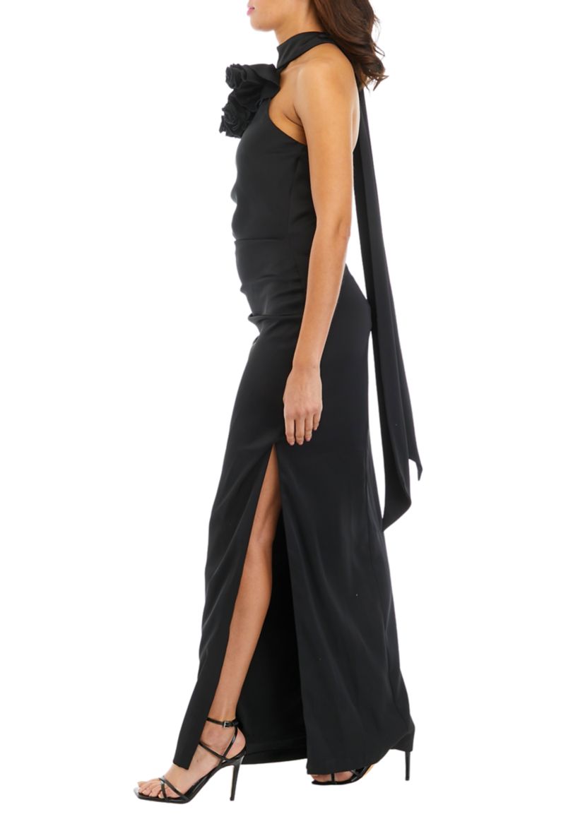 Taylor Women's Sleeveless Halter Solid Satin Sheath Dress | Belk