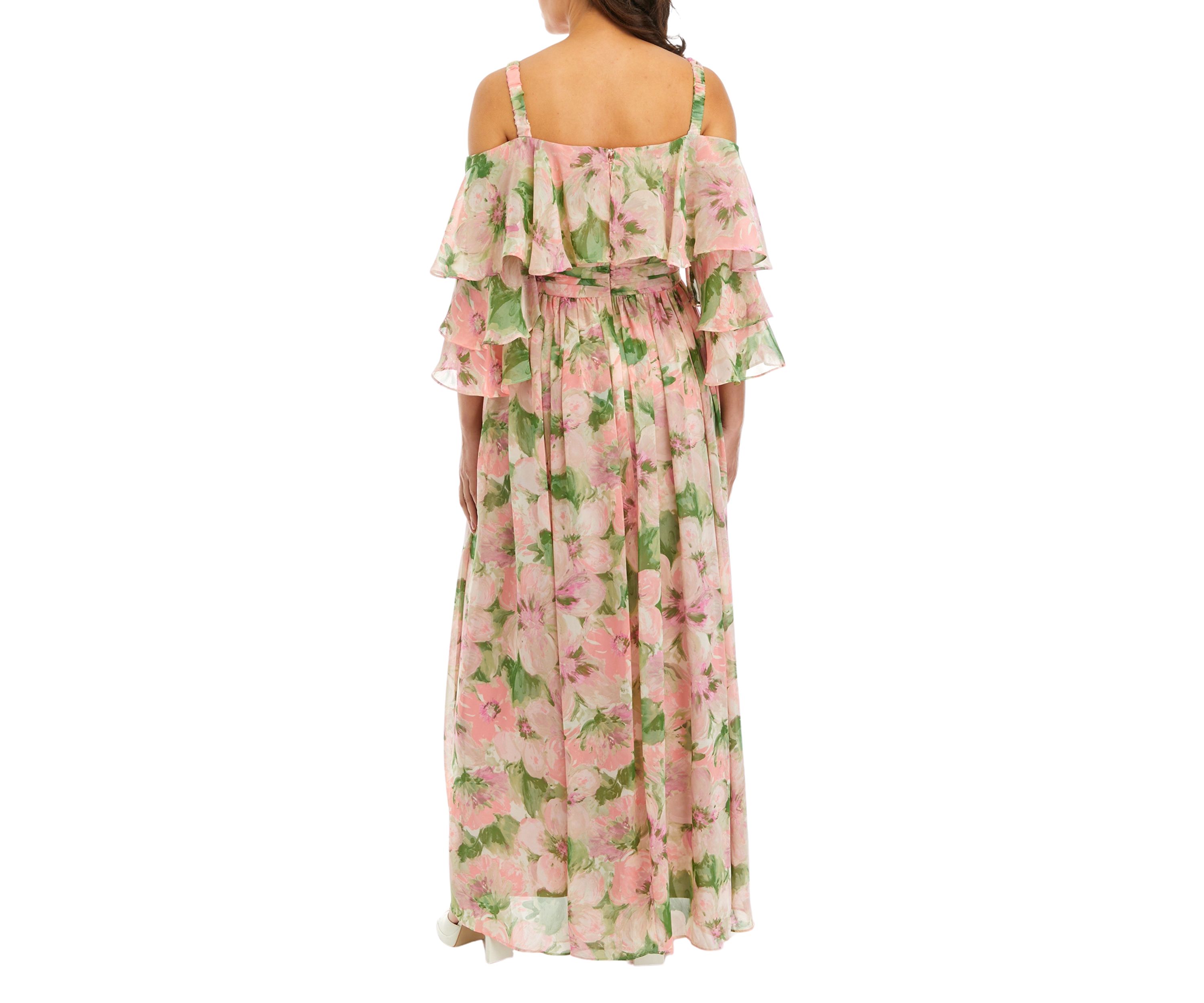 Womens Off the Shoulder Solid Organza Fit and Flare Dress