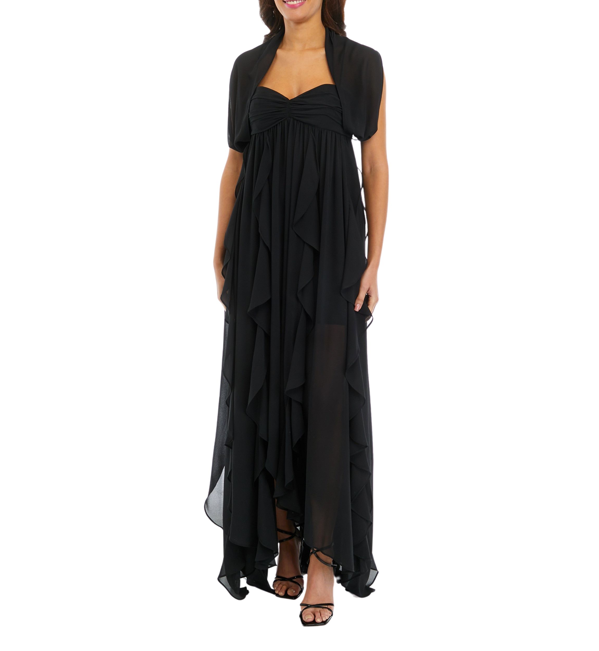 Womens Sweetheart Neck Chiffon A-Line Dress