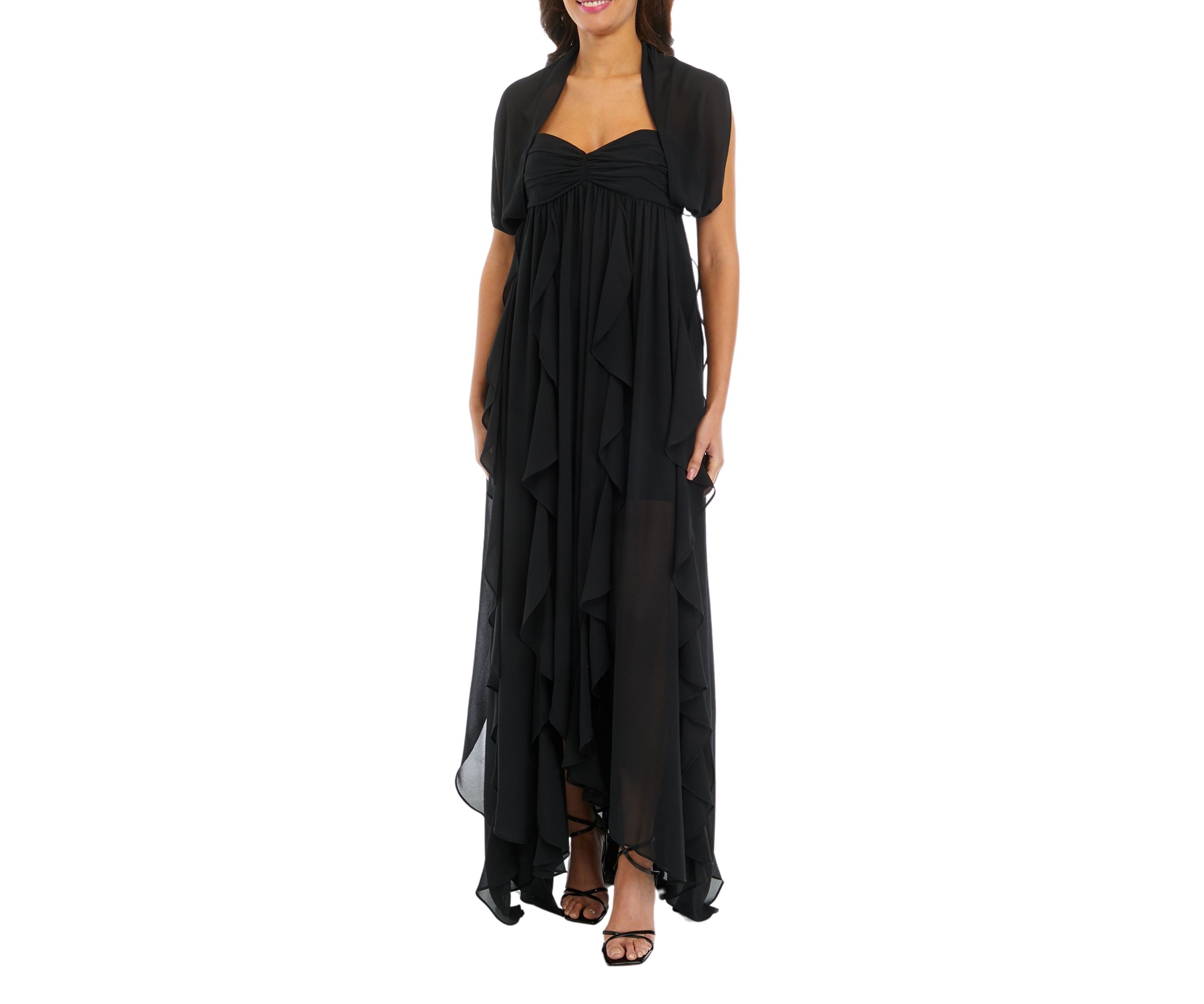 Womens Sweetheart Neck Chiffon A-Line Dress