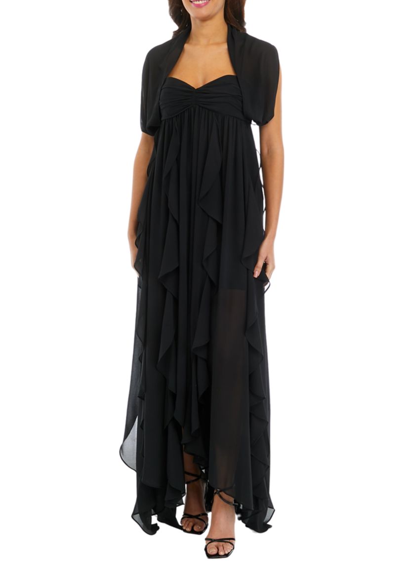 Womens Sweetheart Neck Chiffon A-Line Dress