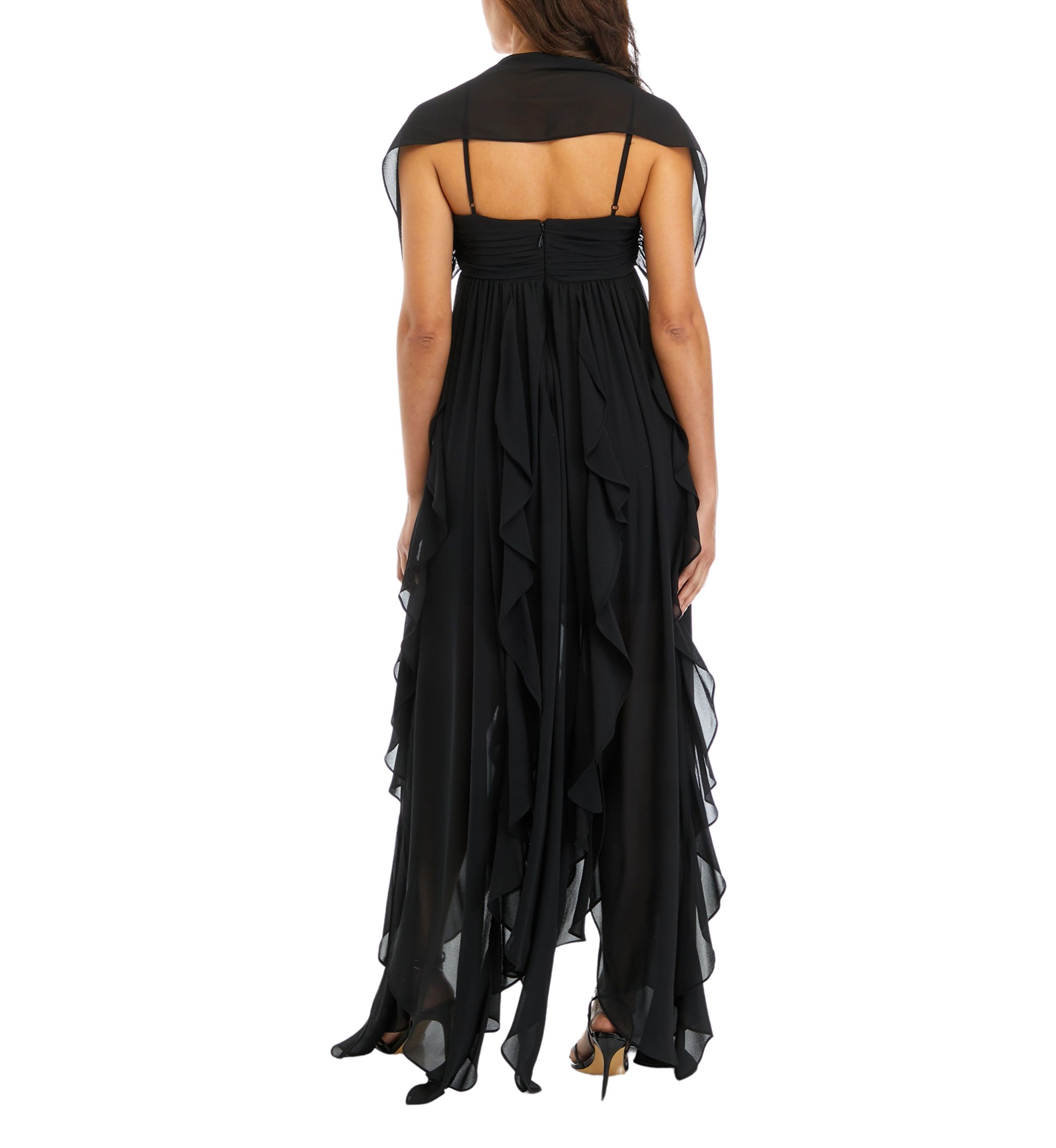 Womens Sweetheart Neck Chiffon A-Line Dress