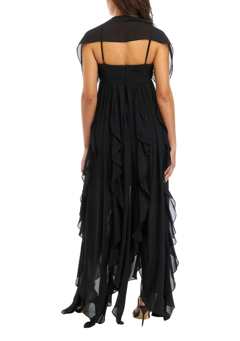 Womens Sweetheart Neck Chiffon A-Line Dress