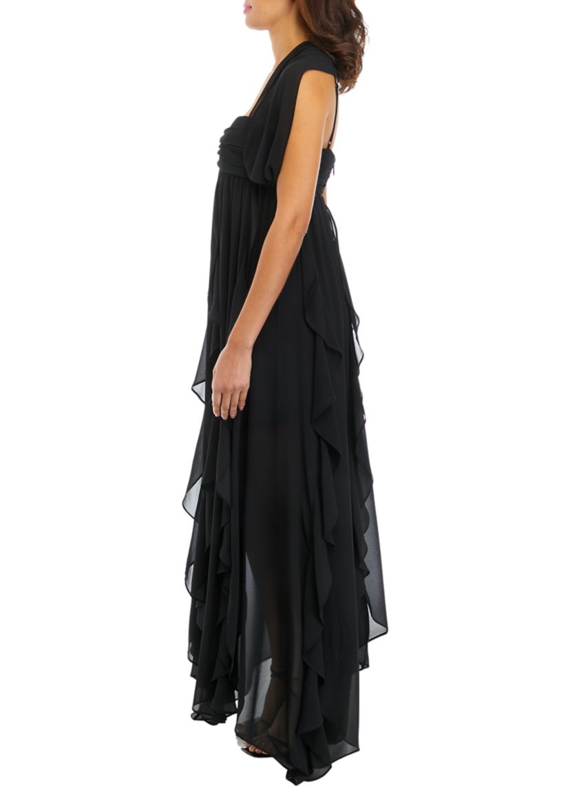 Womens Sweetheart Neck Chiffon A-Line Dress