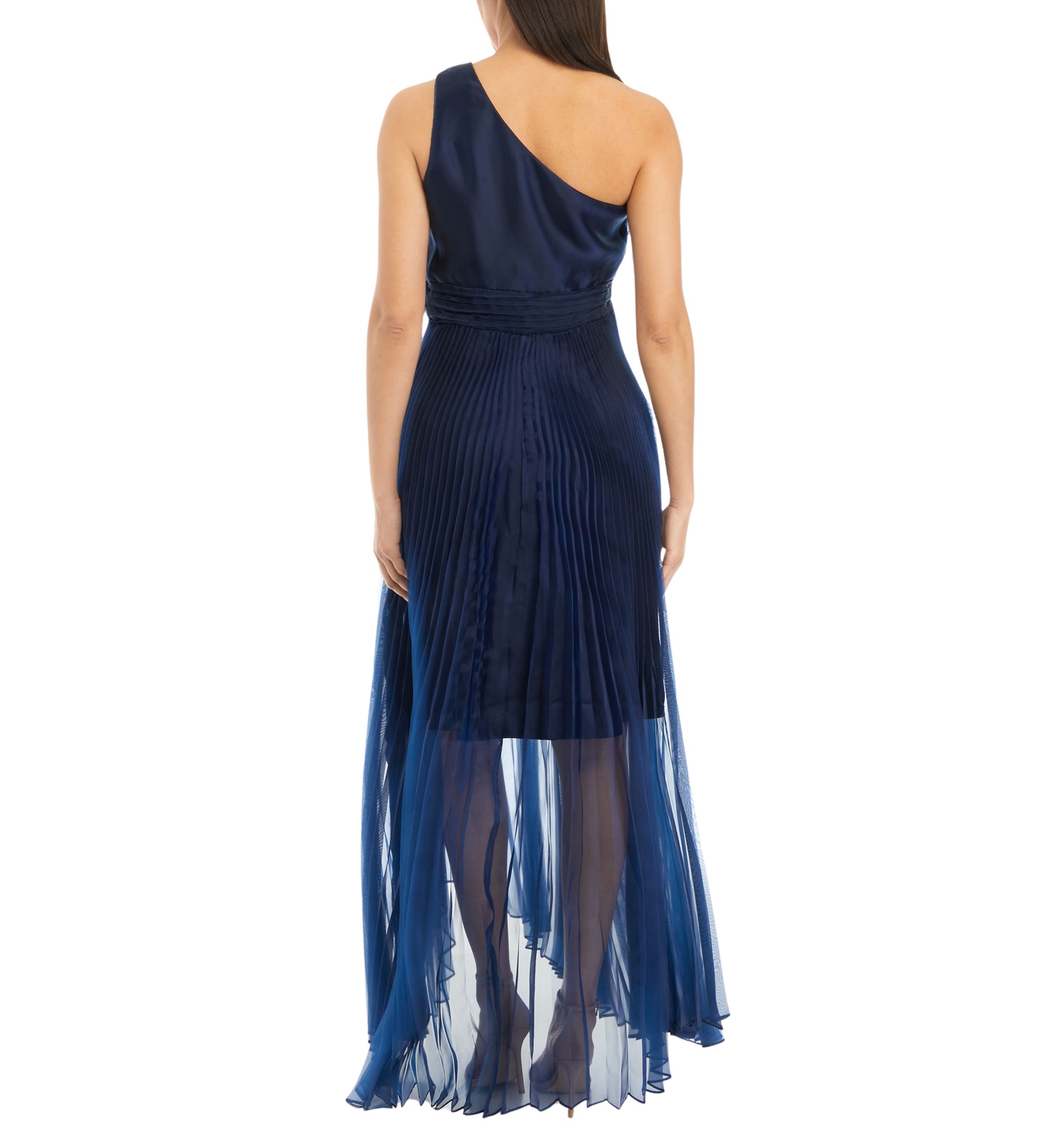 Womens One Shoulder Solid Organza Gown