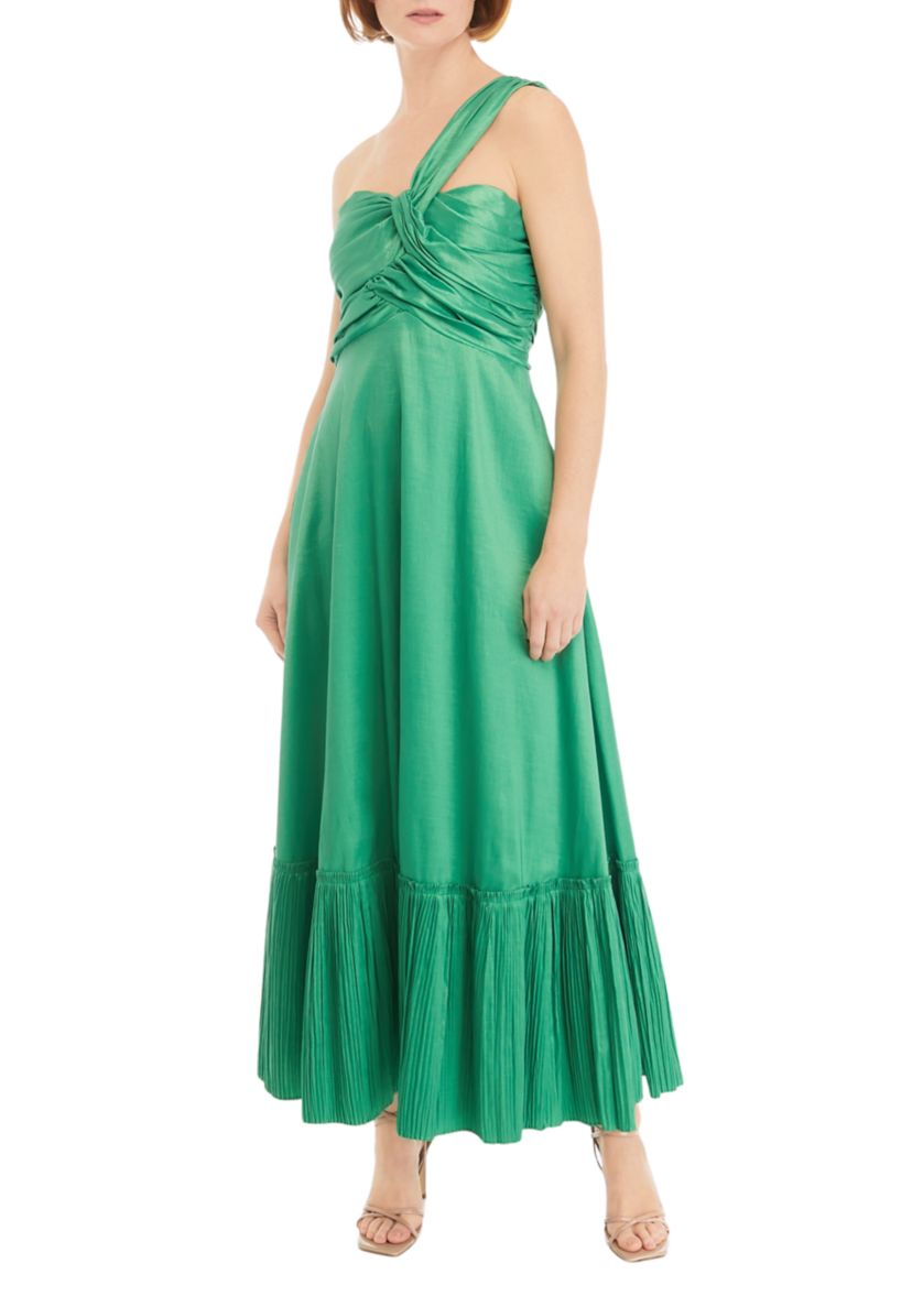 Womens Sleeveless One Shoulder Ruffle Hem Midi Dress