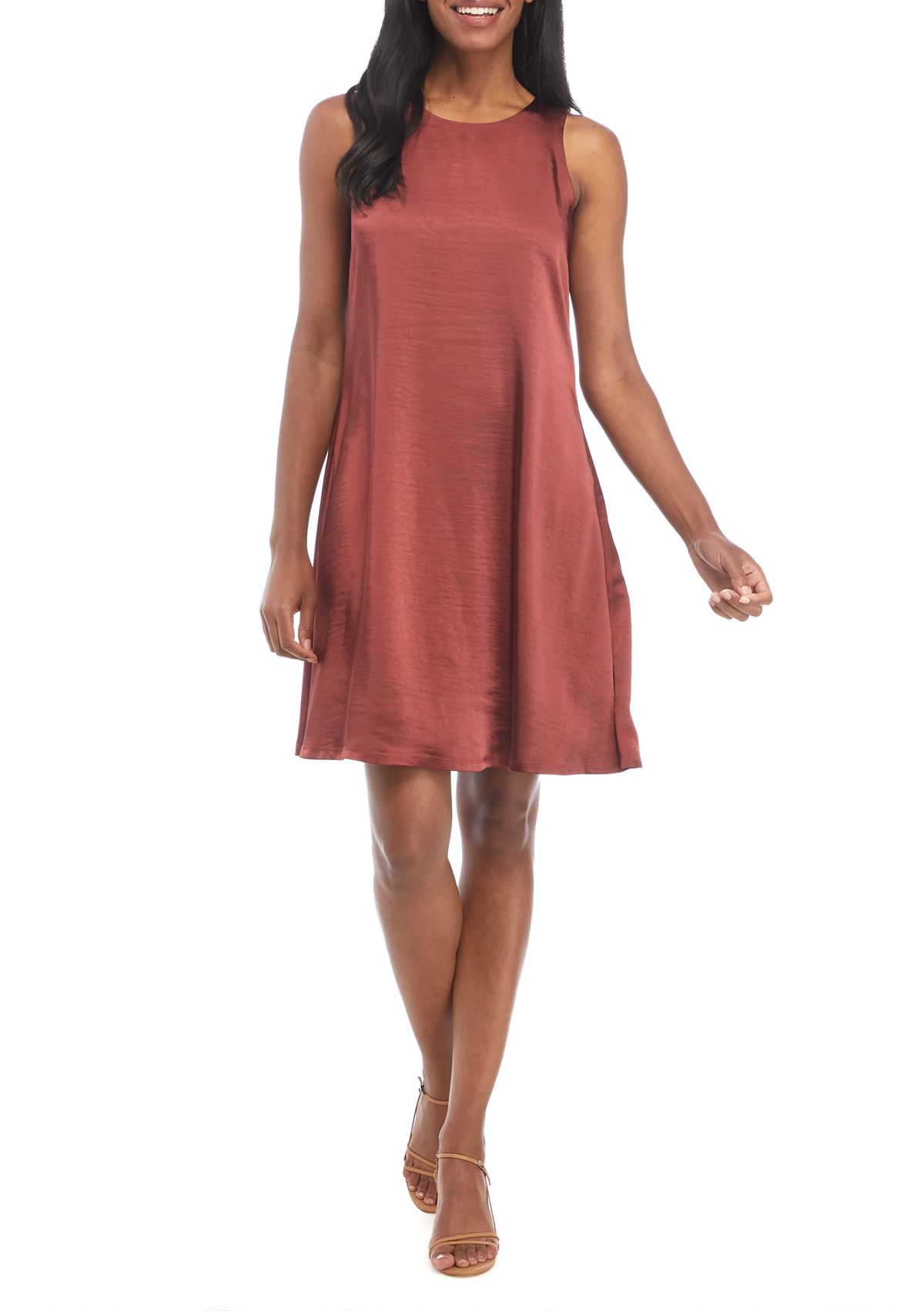Womens Sleeveless Washed Satin Dress
