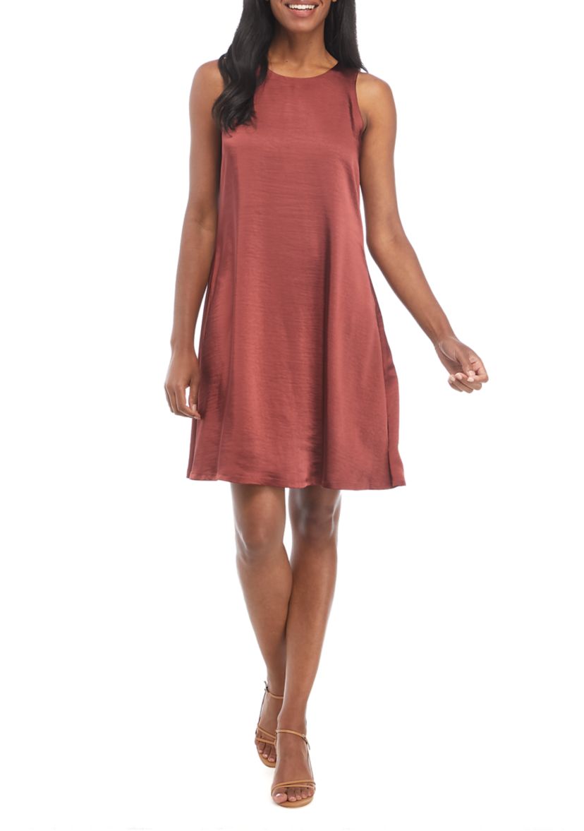 Womens Sleeveless Washed Satin Dress