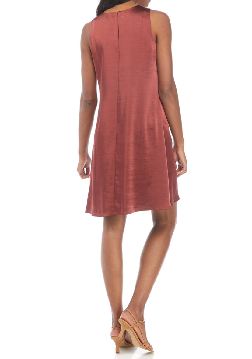 Womens Sleeveless Washed Satin Dress