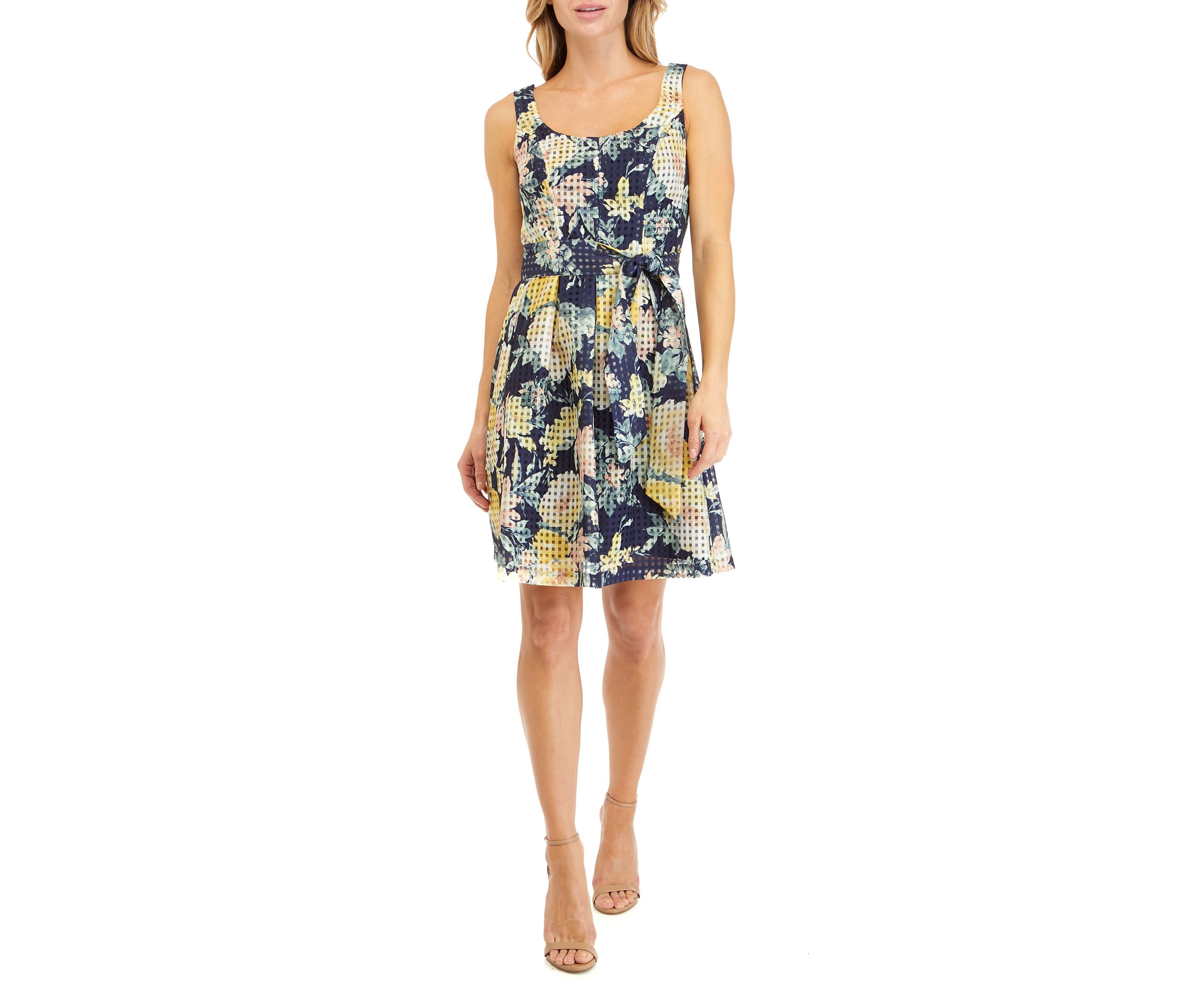 Womens Sleeveless Printed Floral Dress