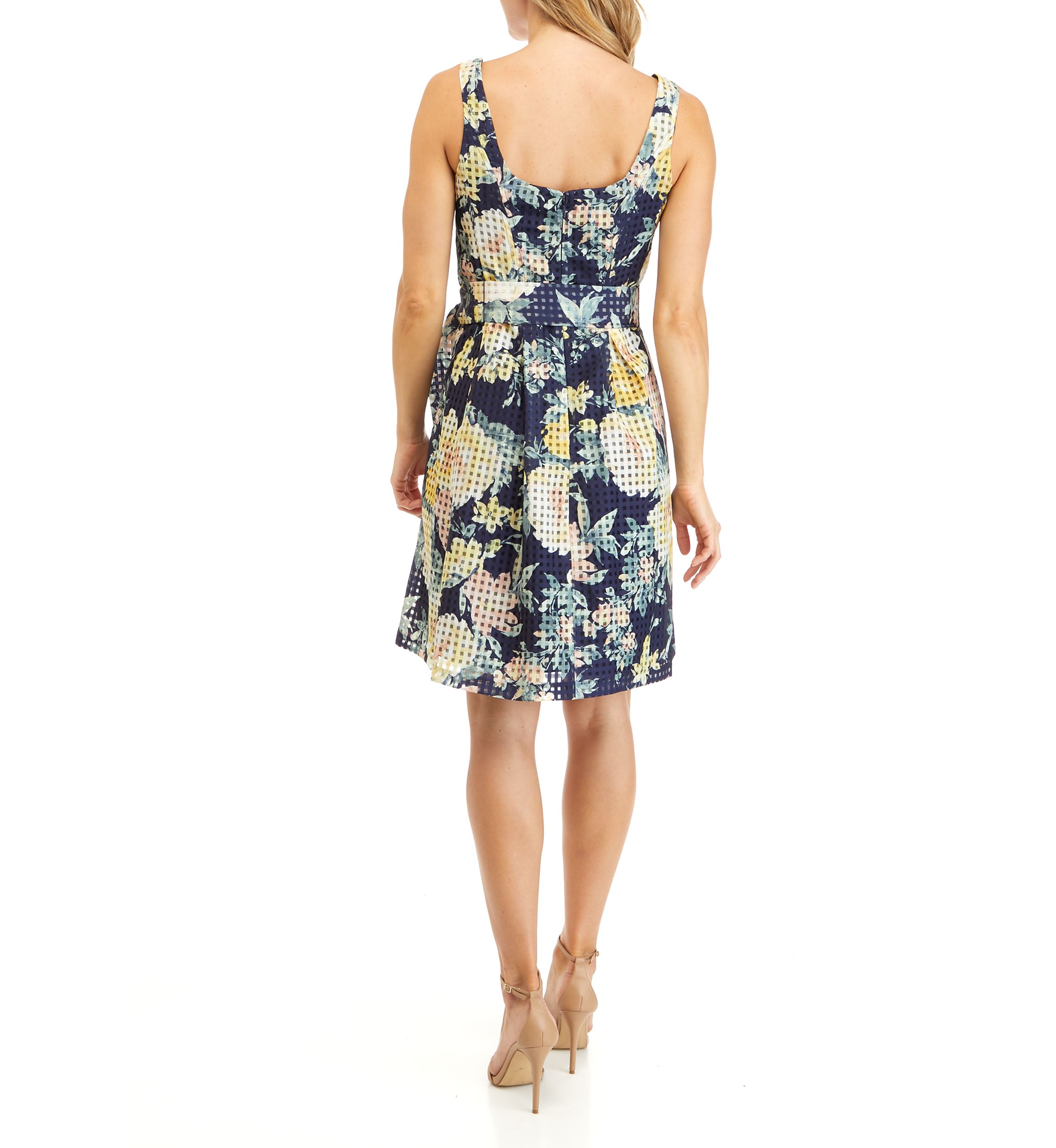 Womens Sleeveless Printed Floral Dress