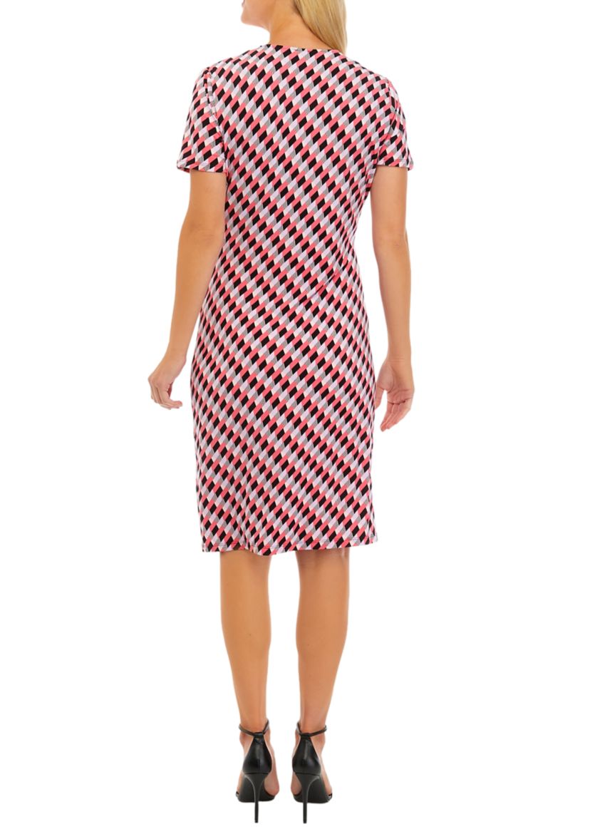 Womens Surplice Geo Printed Dress