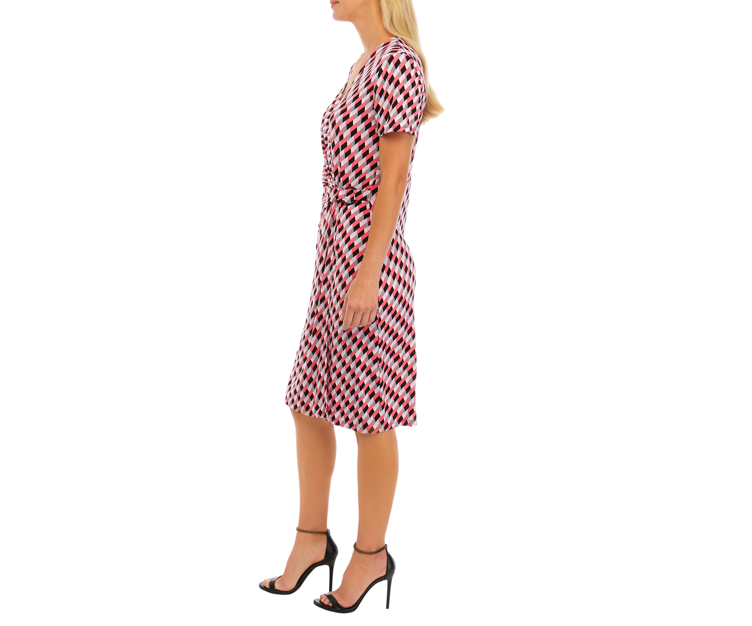Womens Surplice Geo Printed Dress