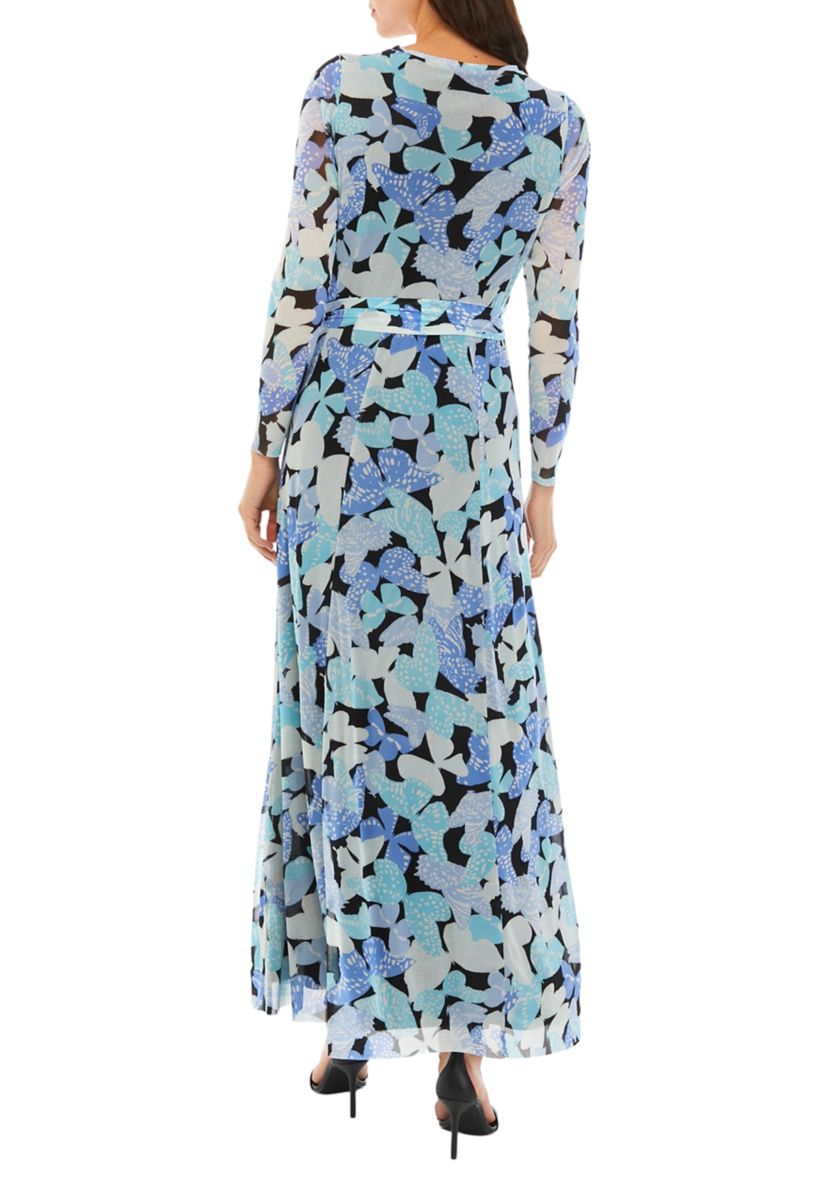Womens Long Sleeve Floral Midi Dress