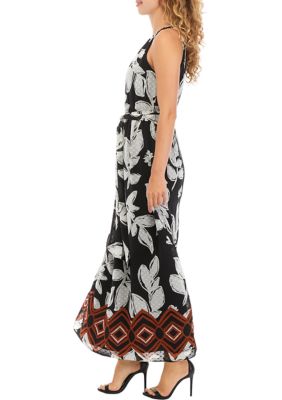 Women's Sleeveless Halter Neck Printed Maxi Dress