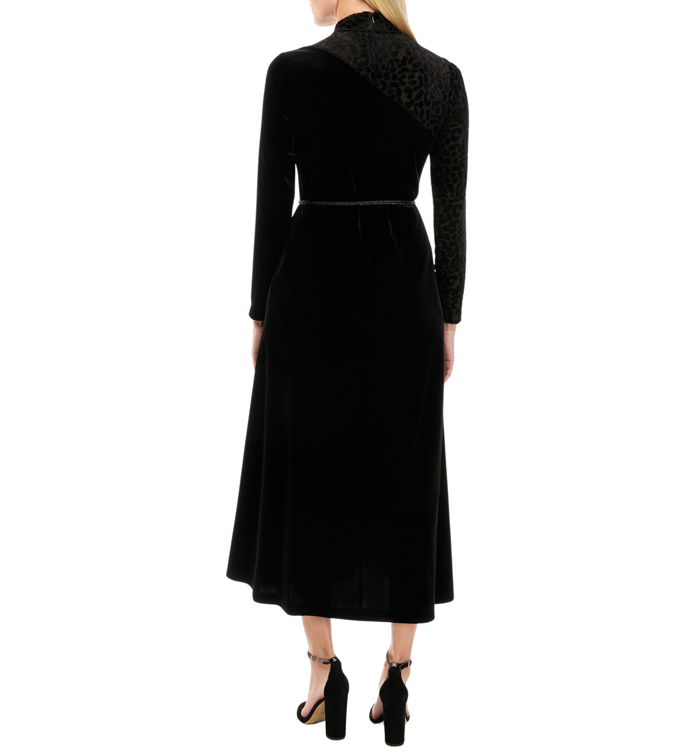 Womens Mock Neck Burnout Velvet Dress