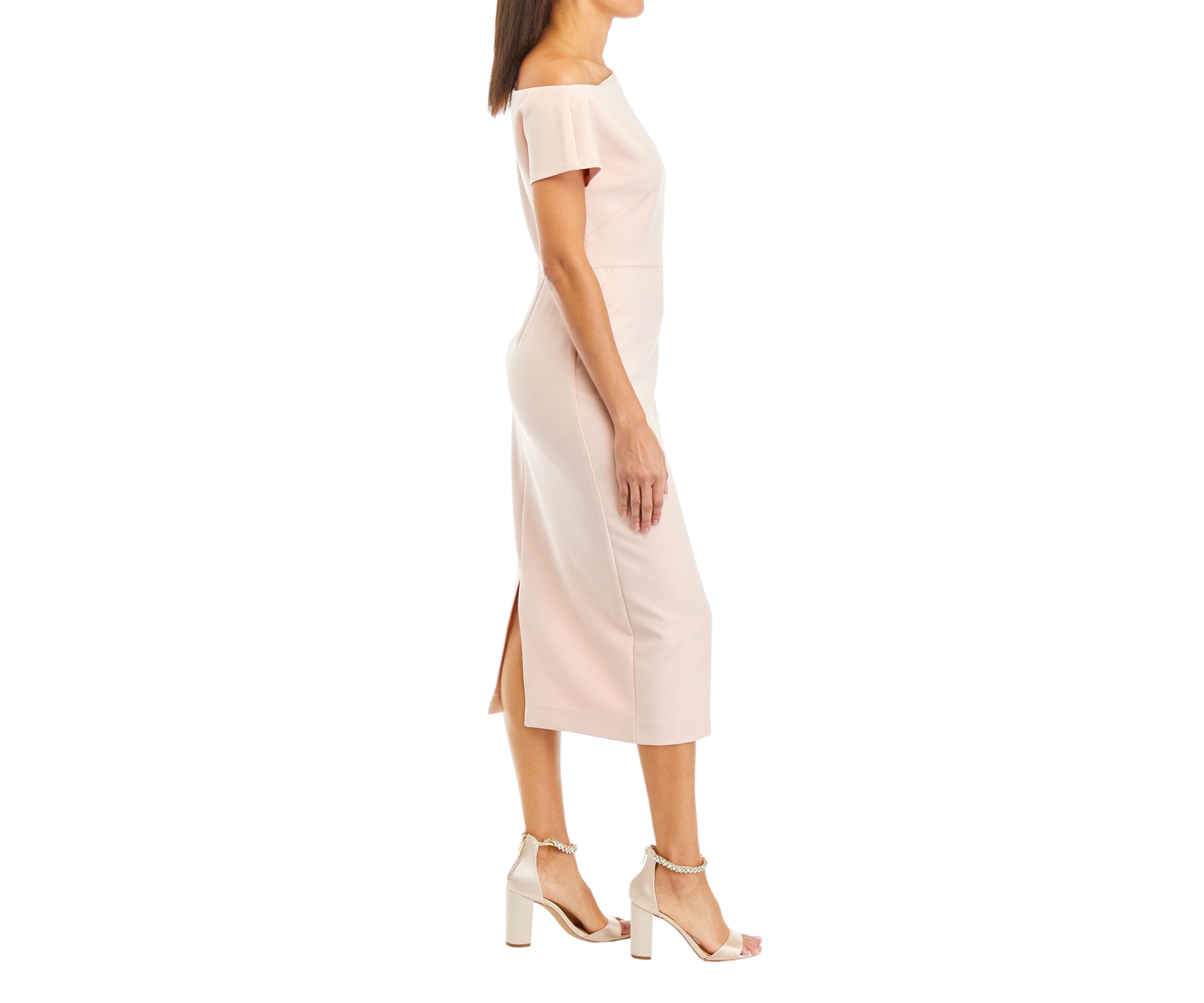 Womens Asymmetrical Solid Sheath Midi Dress