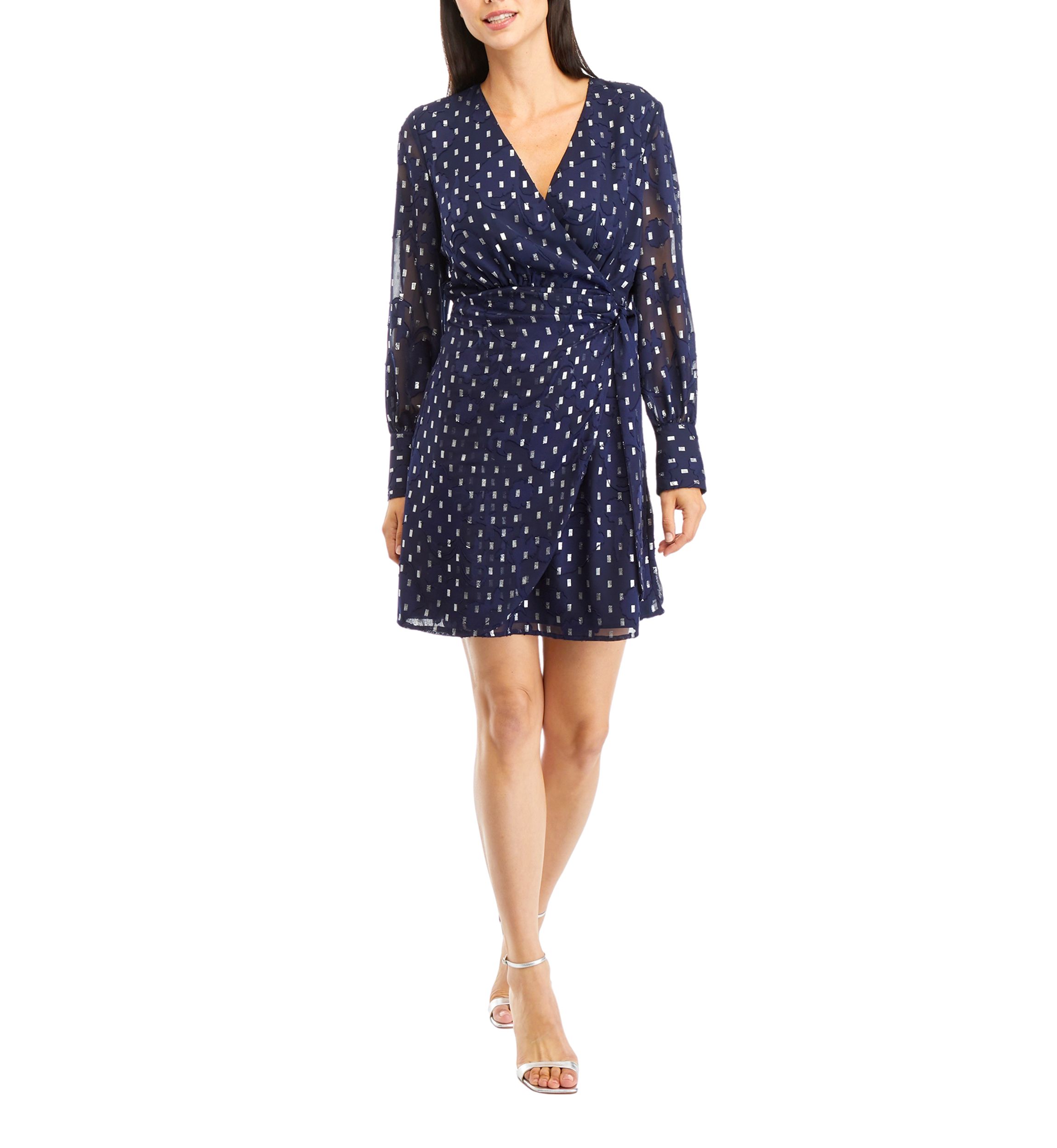 Womens V-Neck Smocked Printed Fit and Flare Dress