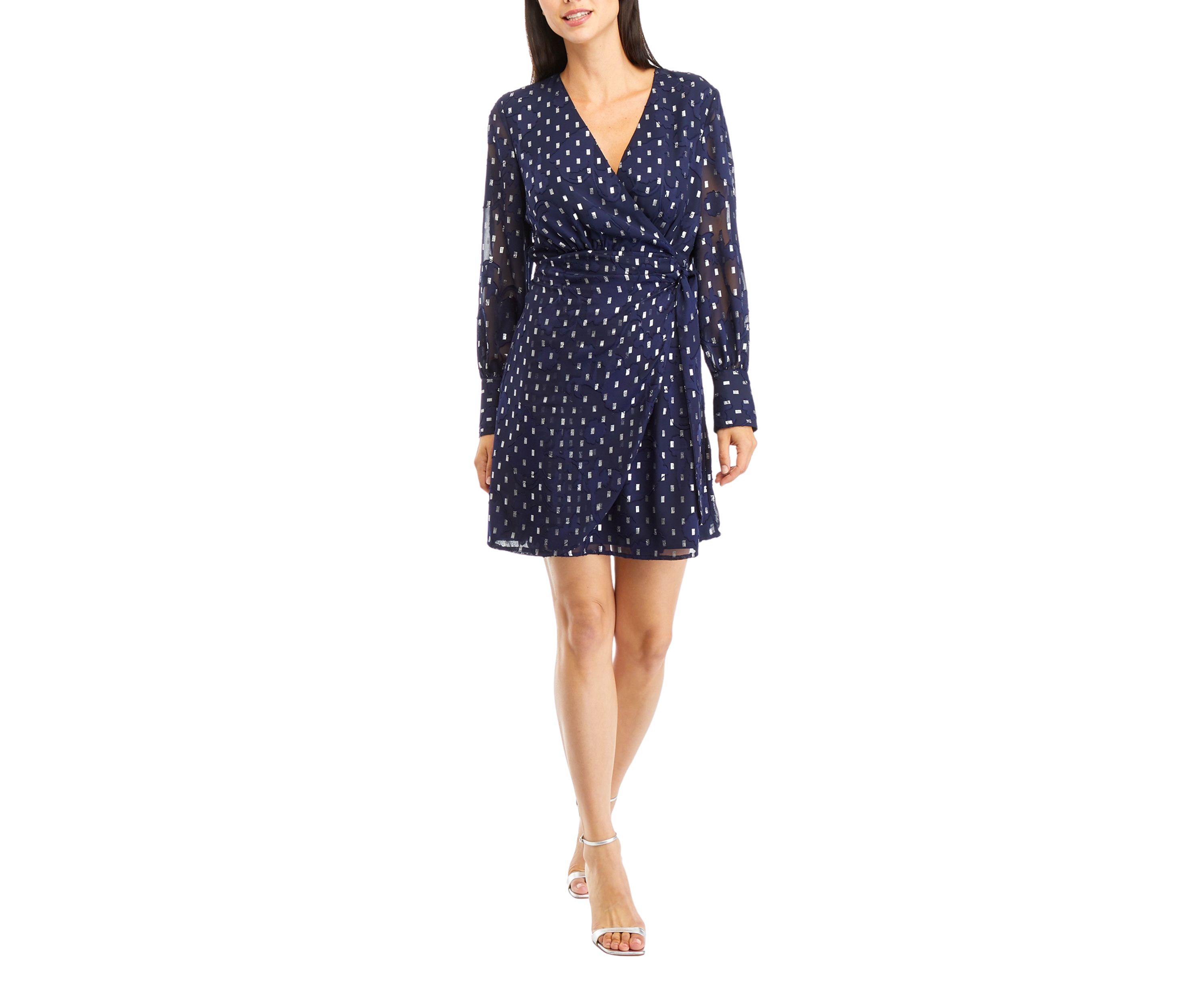 Womens V-Neck Smocked Printed Fit and Flare Dress