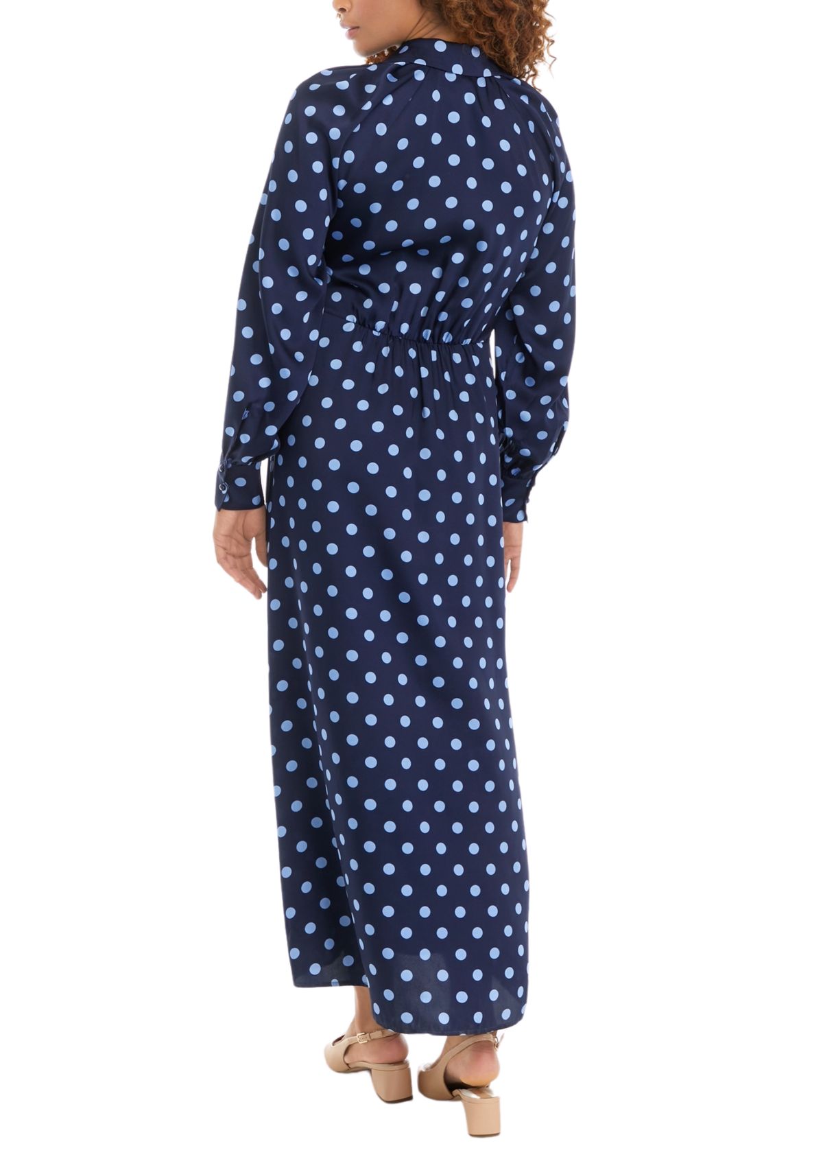 Womens Collared Faux Wrap Maxi Dress 