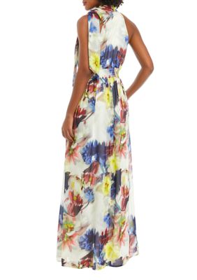 Women's Halter Neck Bow Maxi Dress