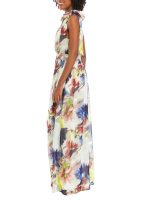 Women's Halter Neck Bow Maxi Dress