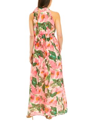 Women's Tie Neck Maxi Dress with Bow