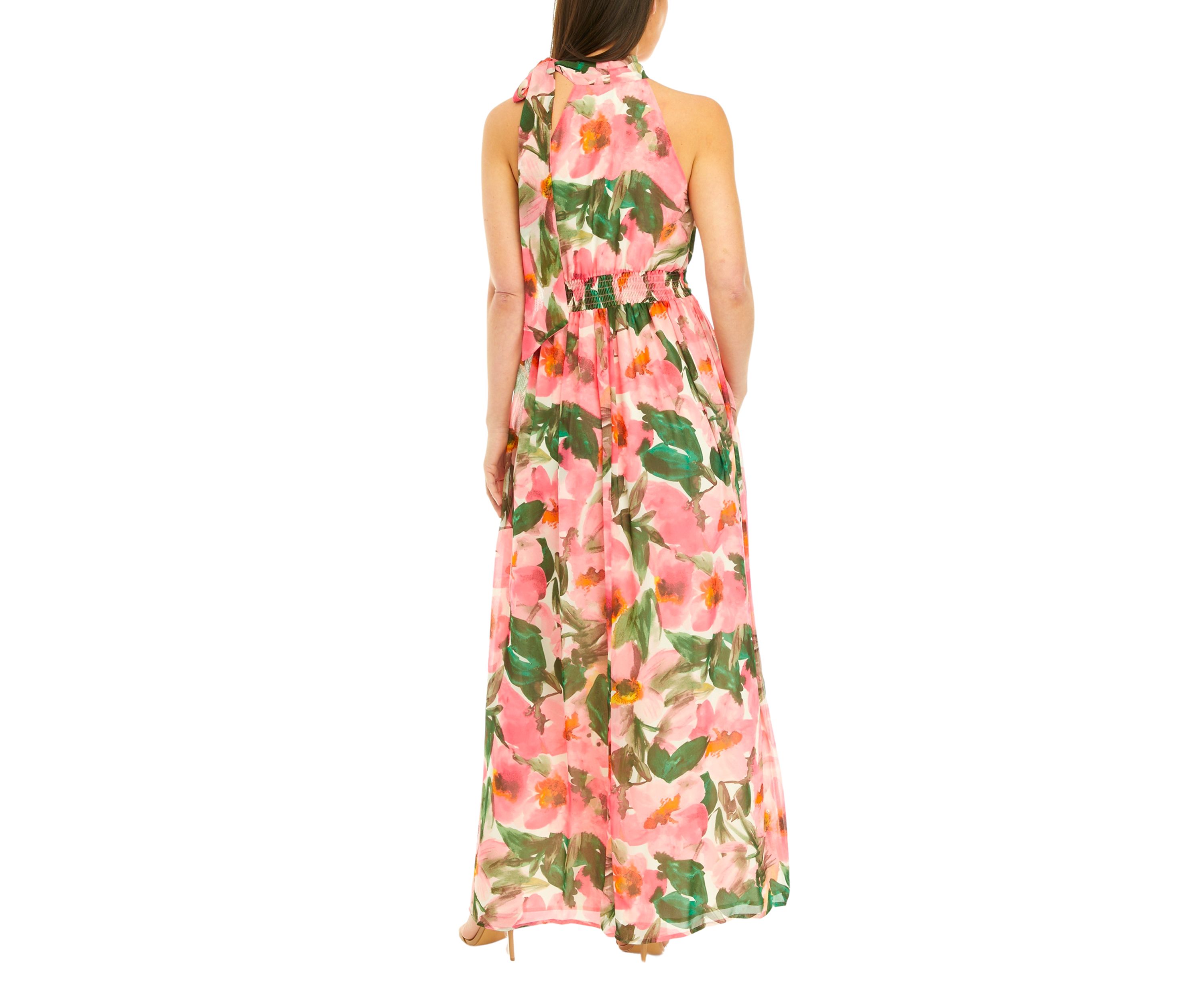 Womens Tie Neck Maxi Dress with Bow