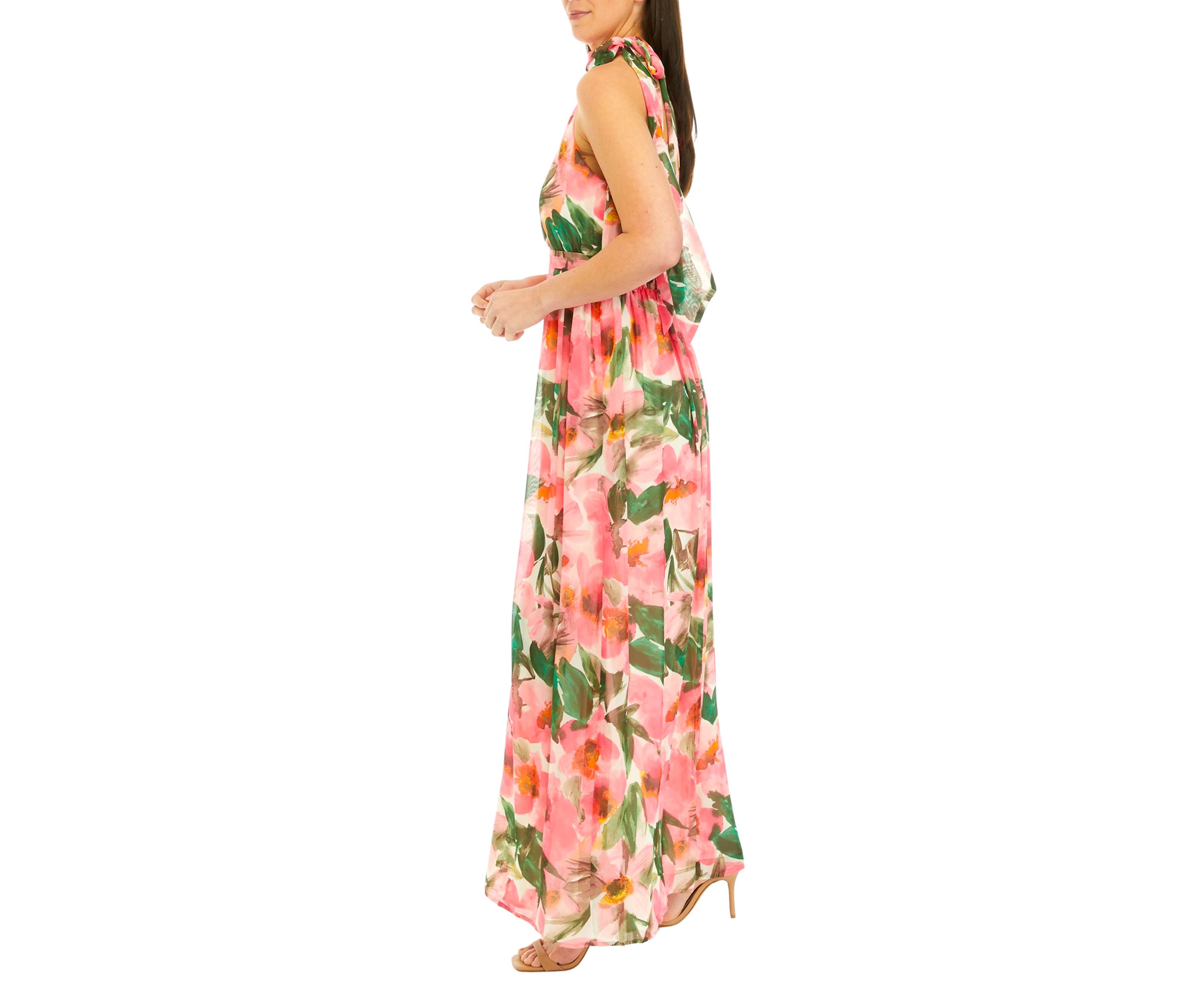 Womens Tie Neck Maxi Dress with Bow