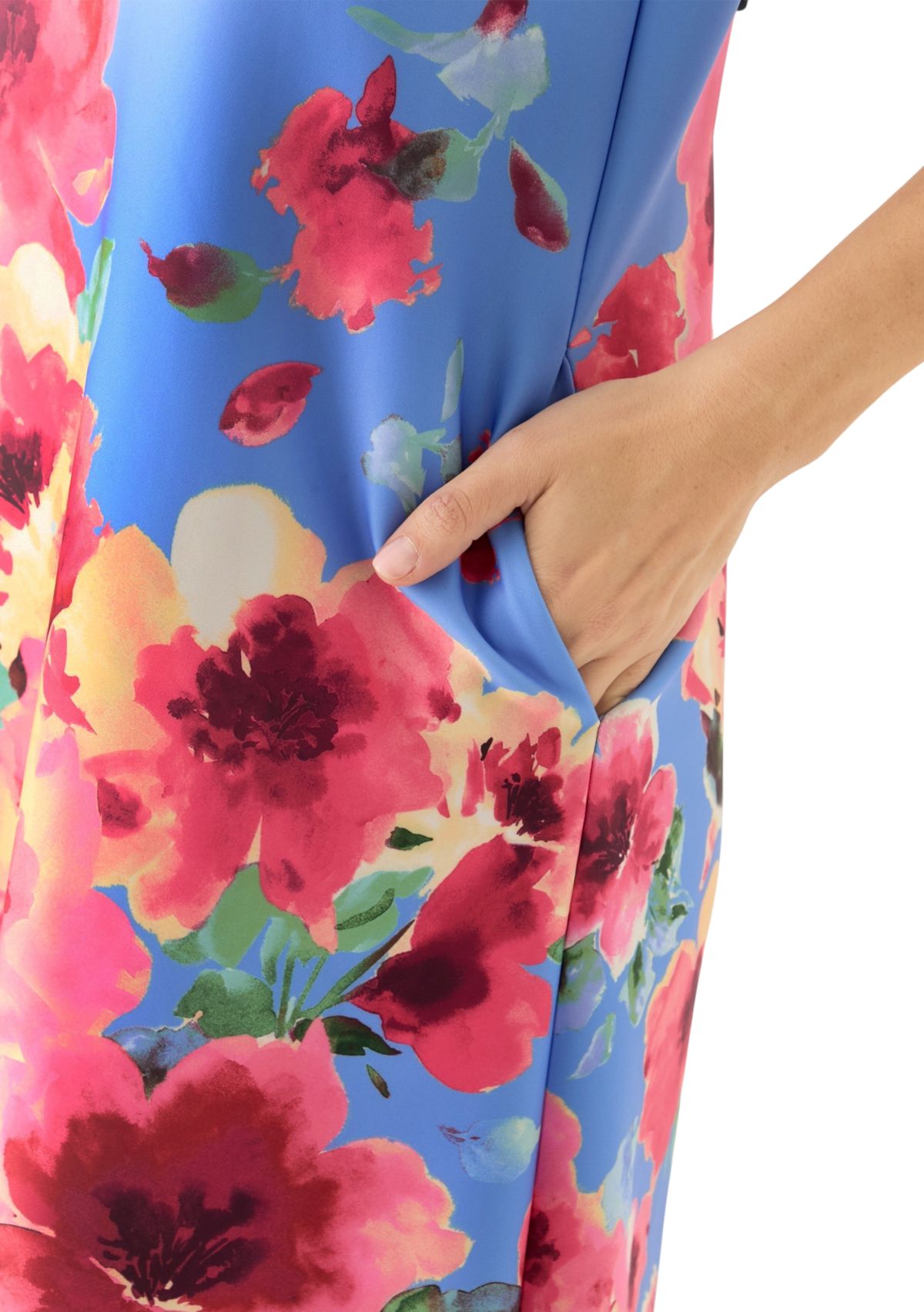 Womens Sleeveless Floral Printed A-Line Shift Dress