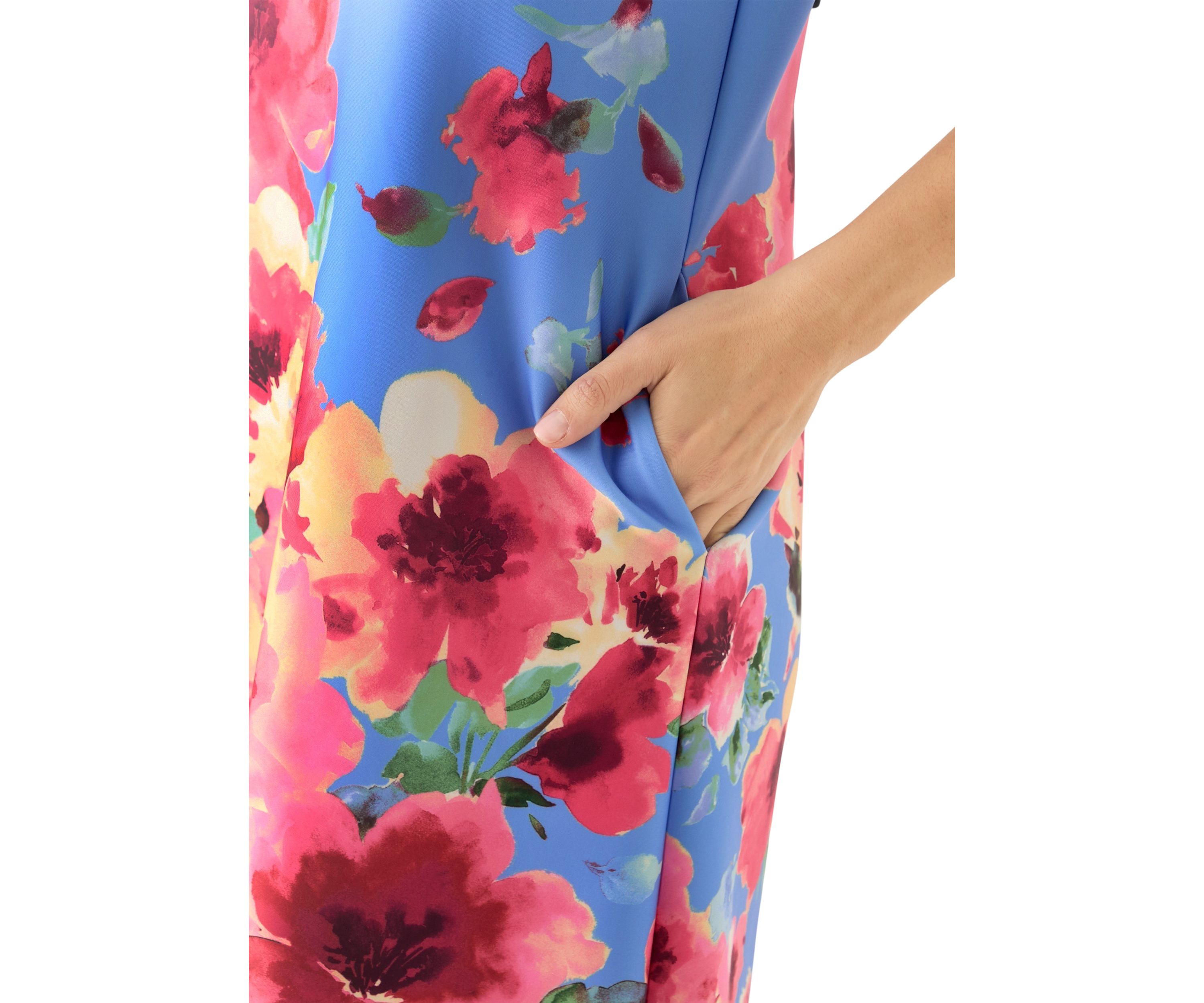 Womens Sleeveless Floral Printed A-Line Shift Dress