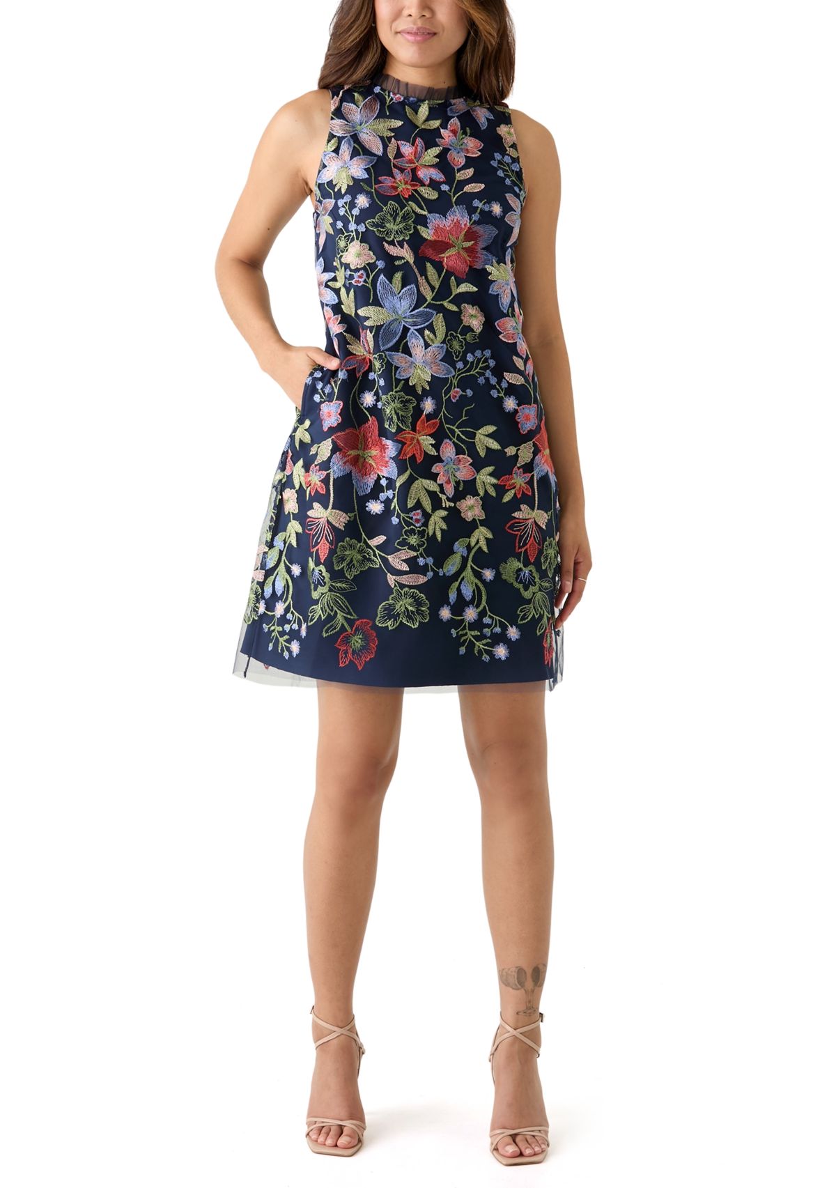 Womens Embroidered Shift Dress