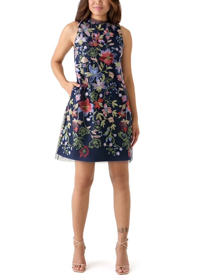Womens Embroidered Shift Dress