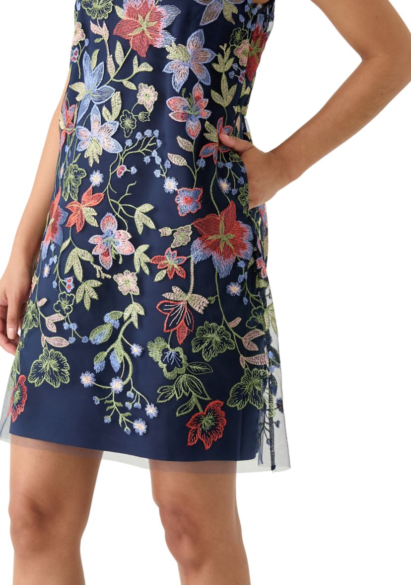 Womens Embroidered Shift Dress
