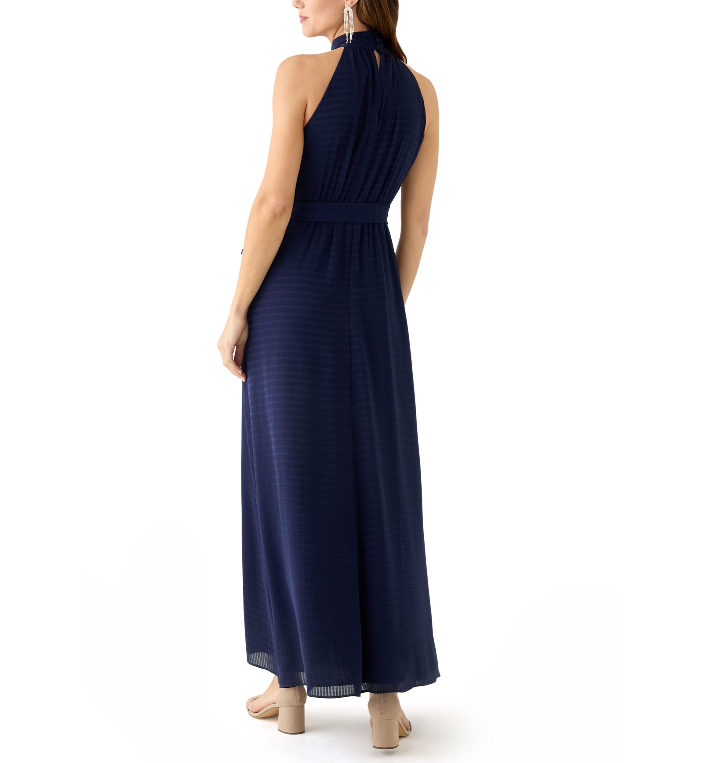 Womens Asymmetrical Ruffle Hem Maxi Dress