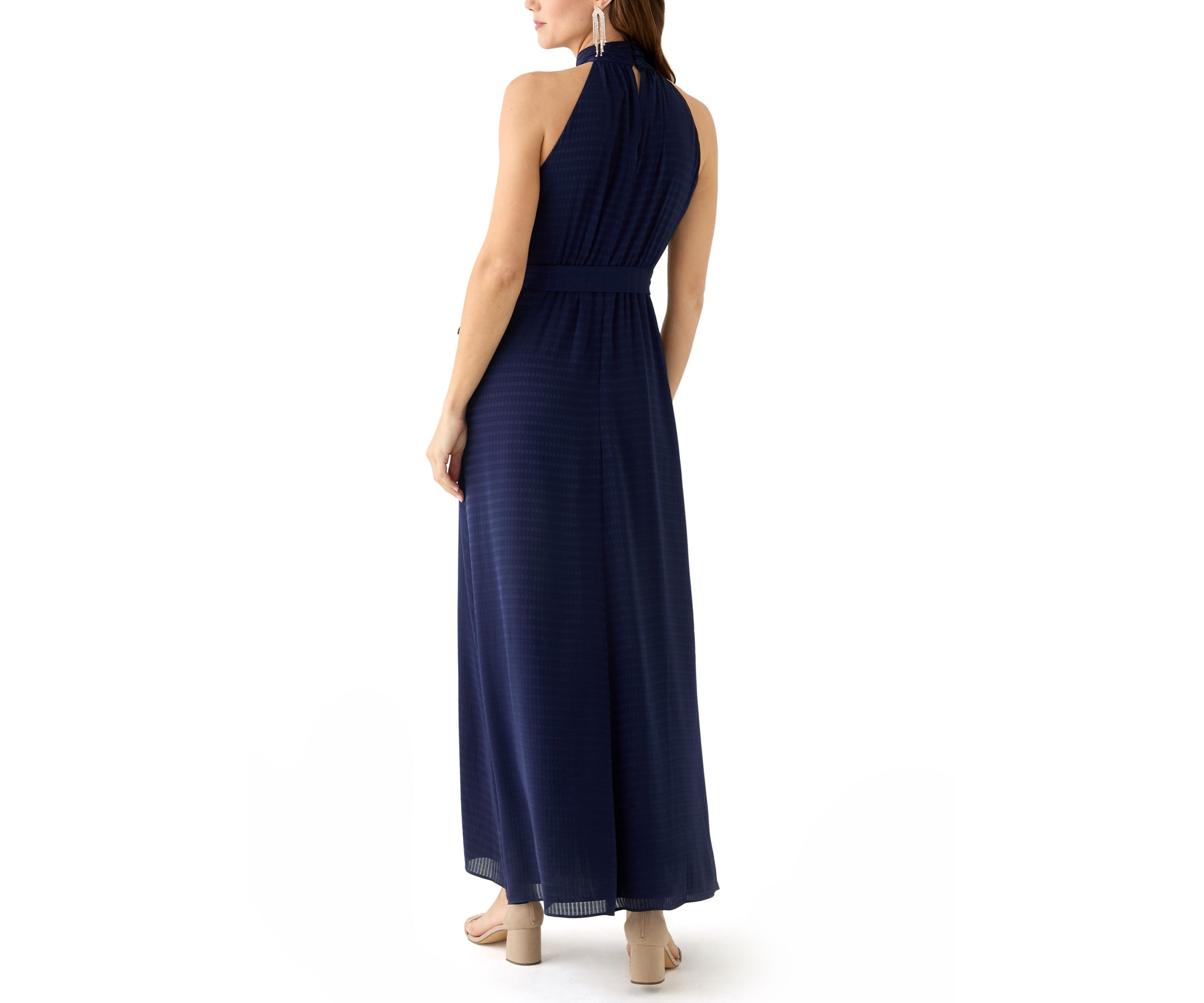 Womens Asymmetrical Ruffle Hem Maxi Dress