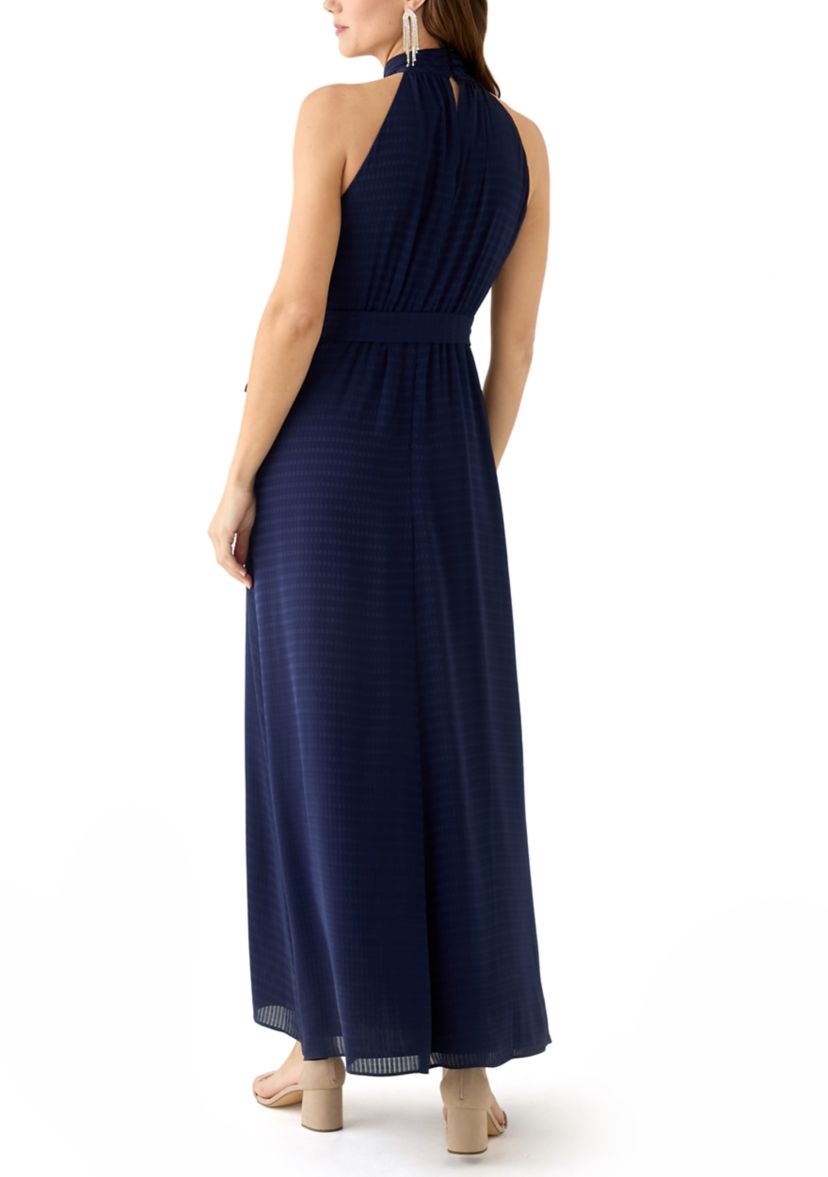 Womens Asymmetrical Ruffle Hem Maxi Dress