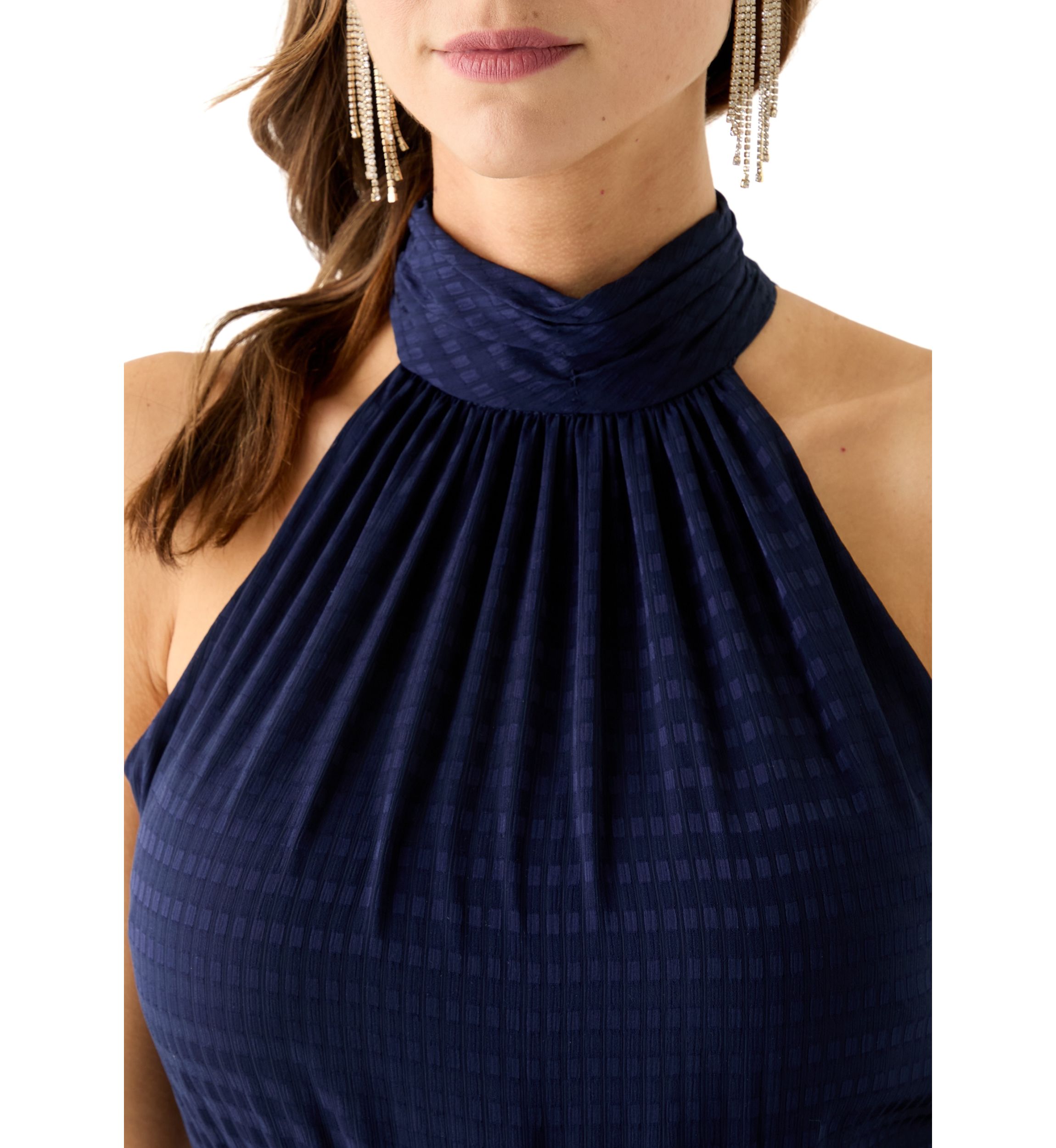 Womens Asymmetrical Ruffle Hem Maxi Dress