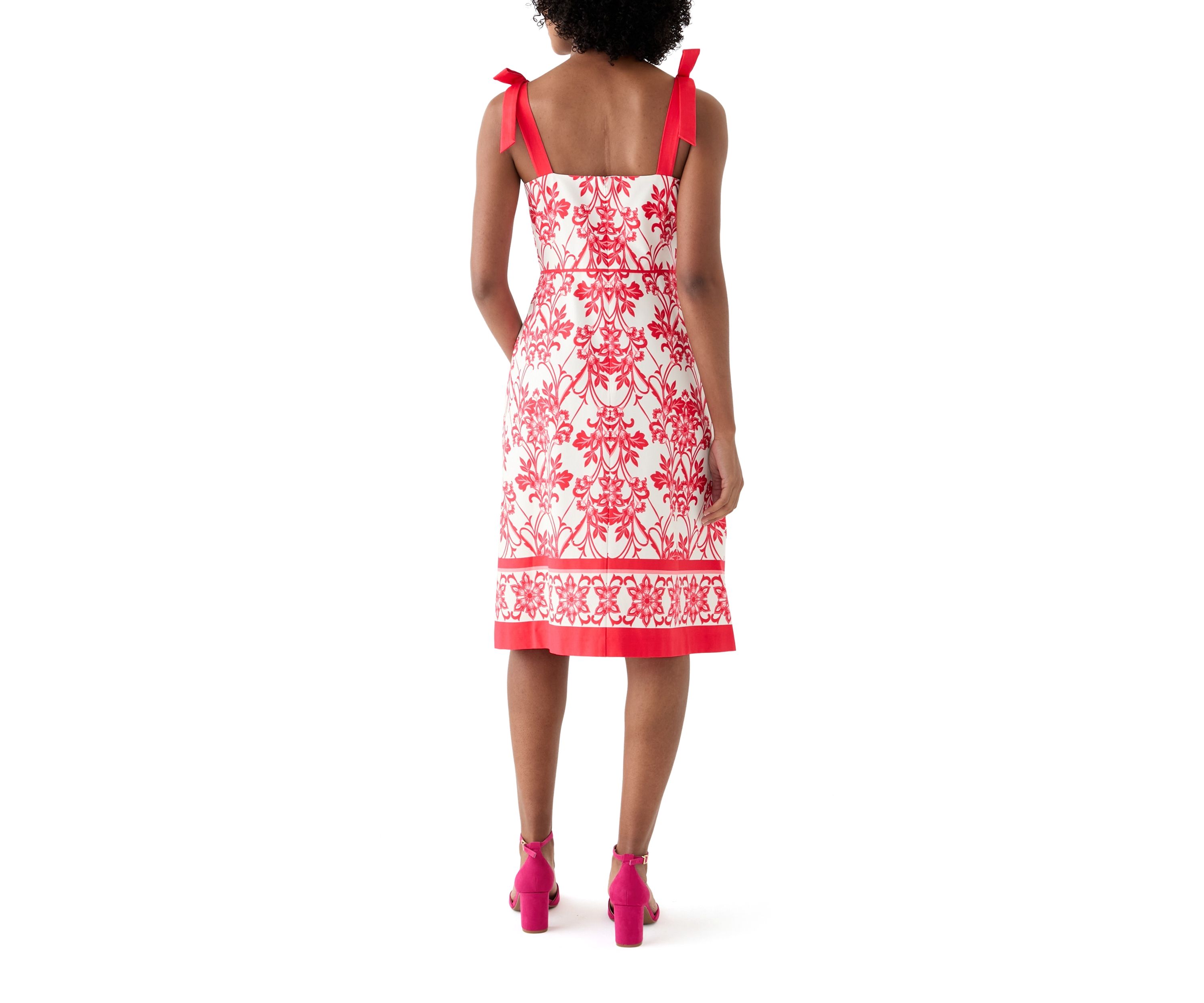 Womens Sleeveless Square Neck Printed Midi Dress