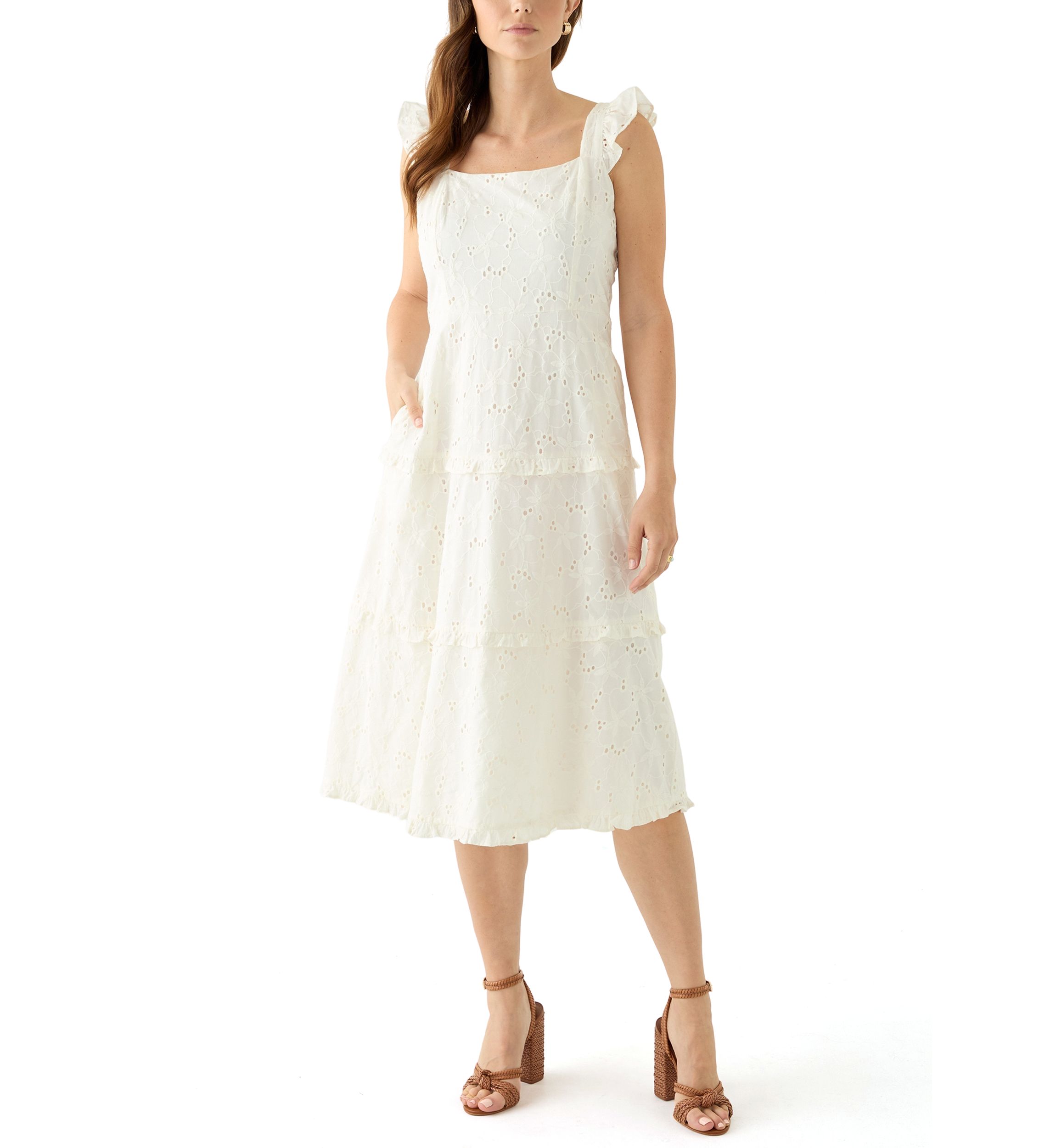 Womens Sleeveless Scoop Neck Printed A-Line Dress 