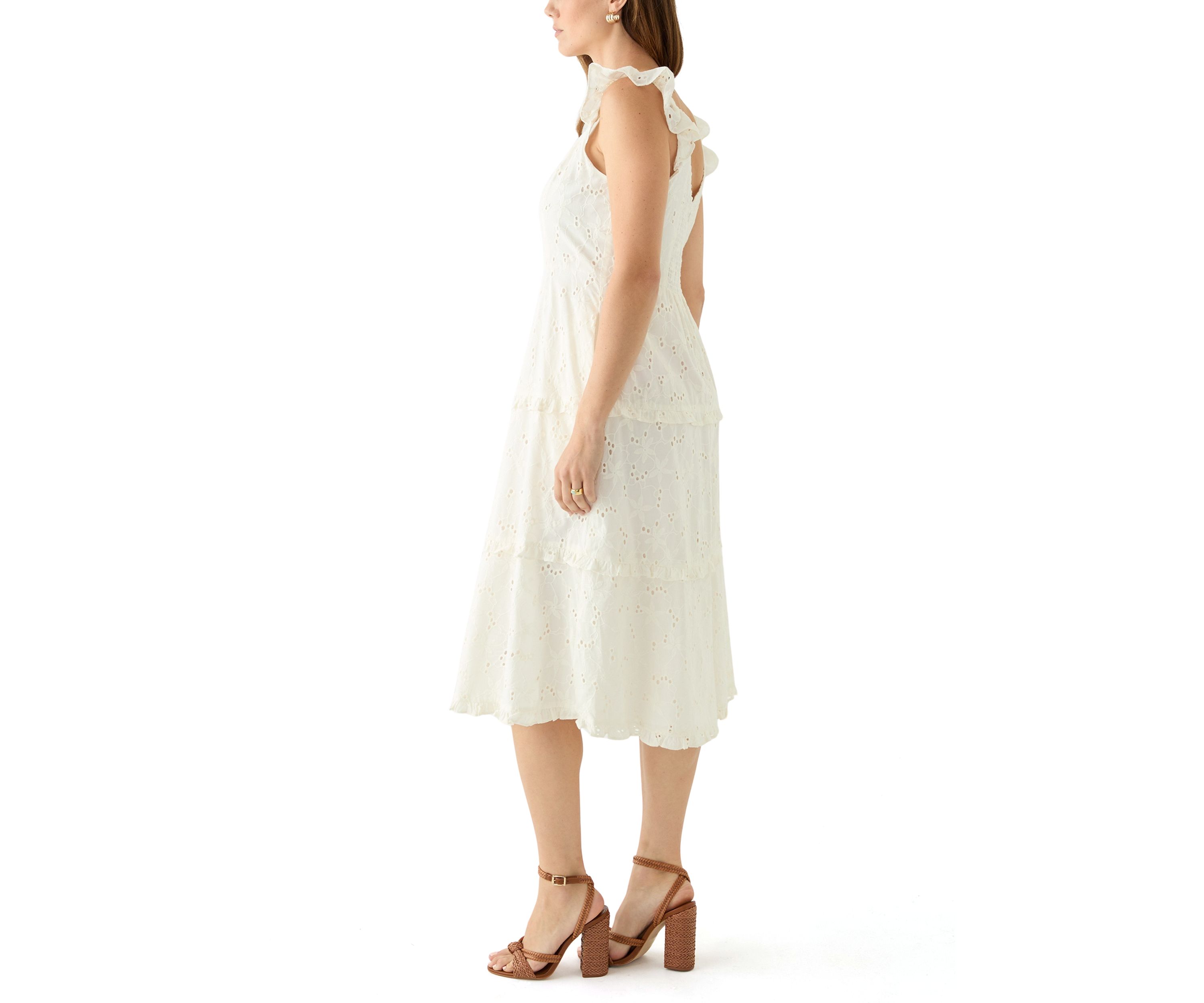 Womens Sleeveless Scoop Neck Printed A-Line Dress 