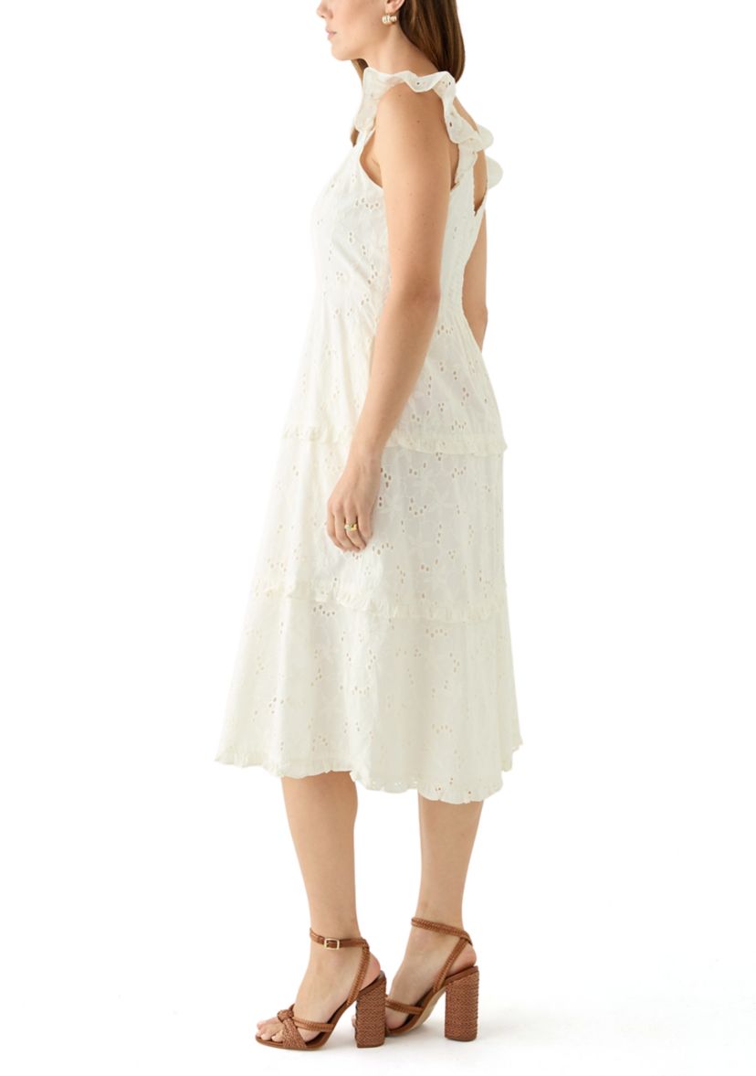 Womens Sleeveless Scoop Neck Printed A-Line Dress 