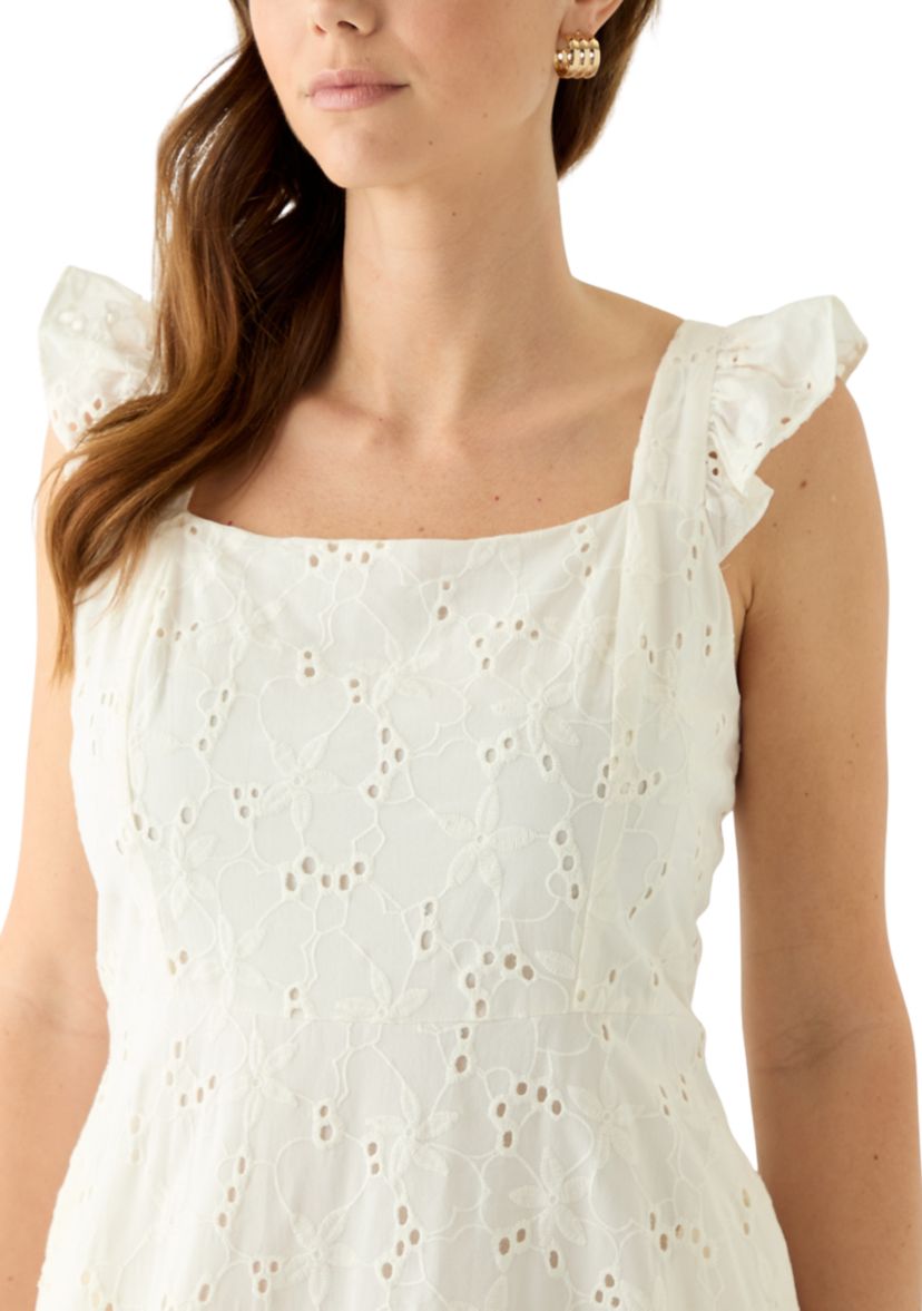 Womens Sleeveless Scoop Neck Printed A-Line Dress 