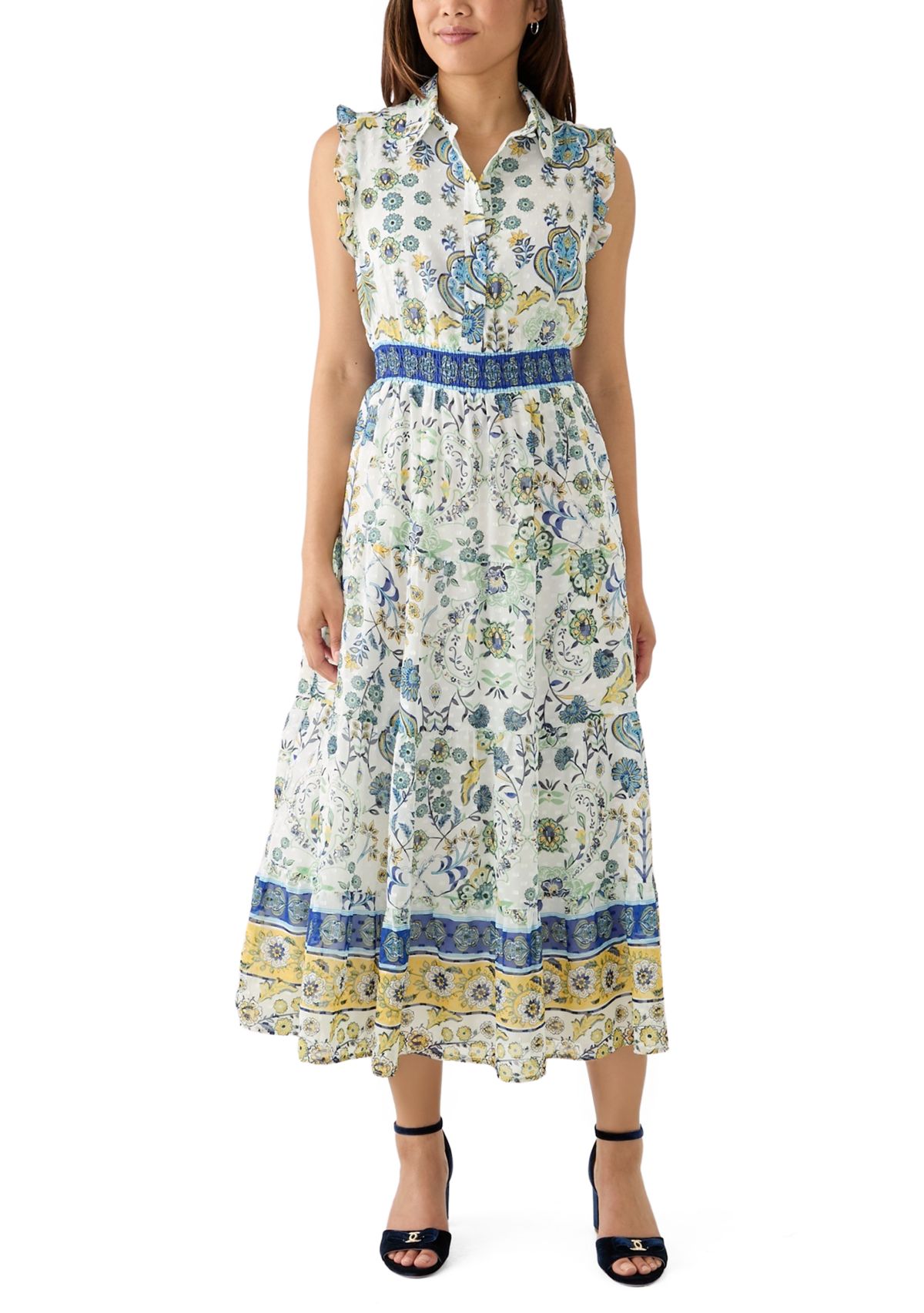 Womens Floral Printed Collared Dress