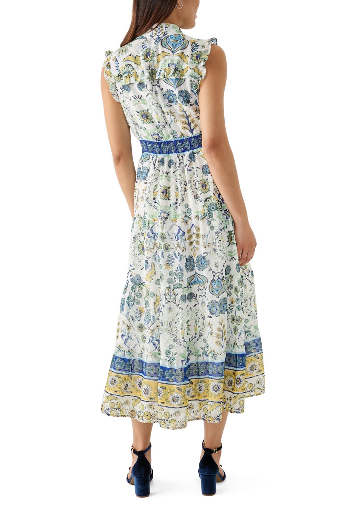 Womens Floral Printed Collared Dress