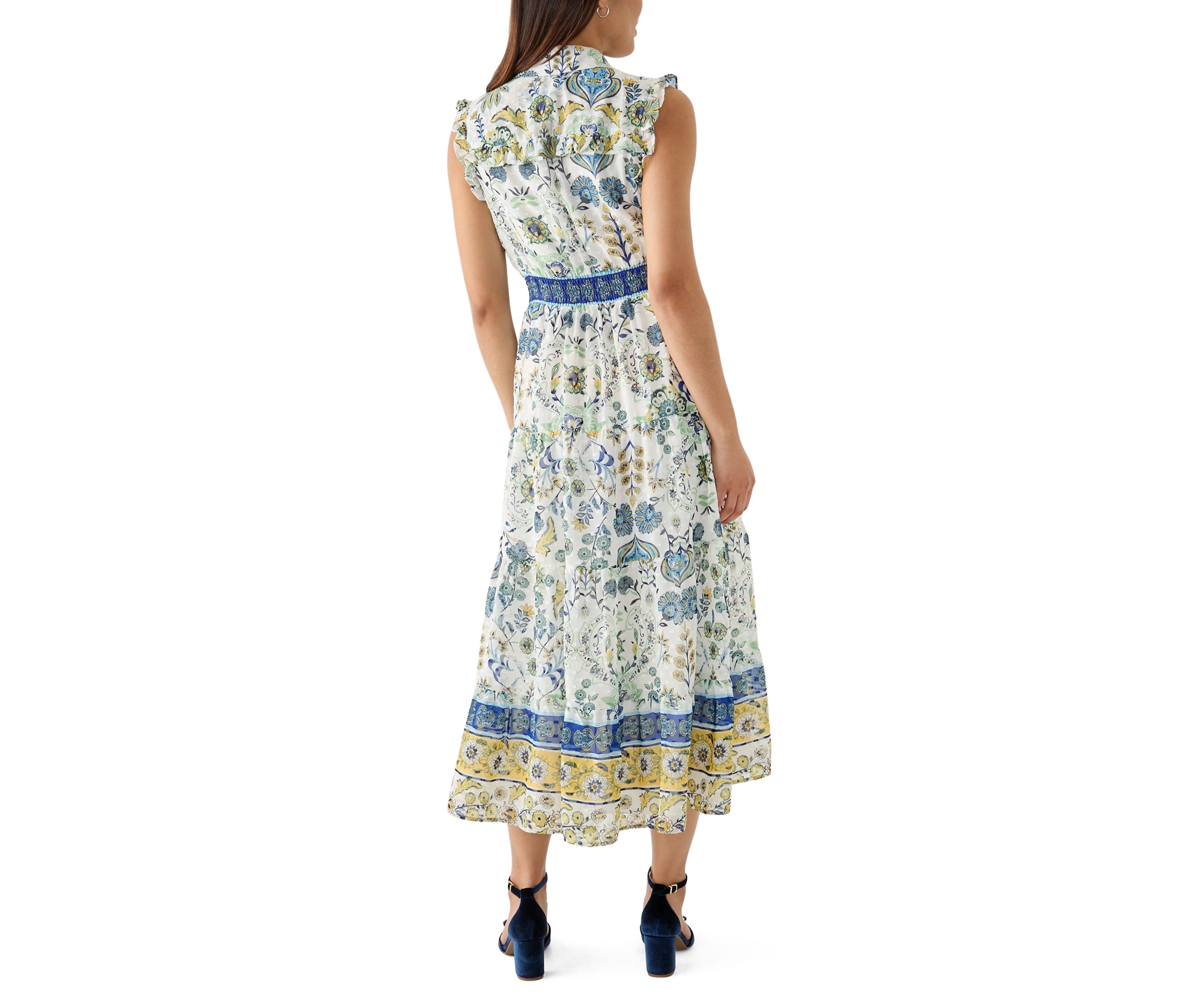 Womens Floral Printed Collared Dress