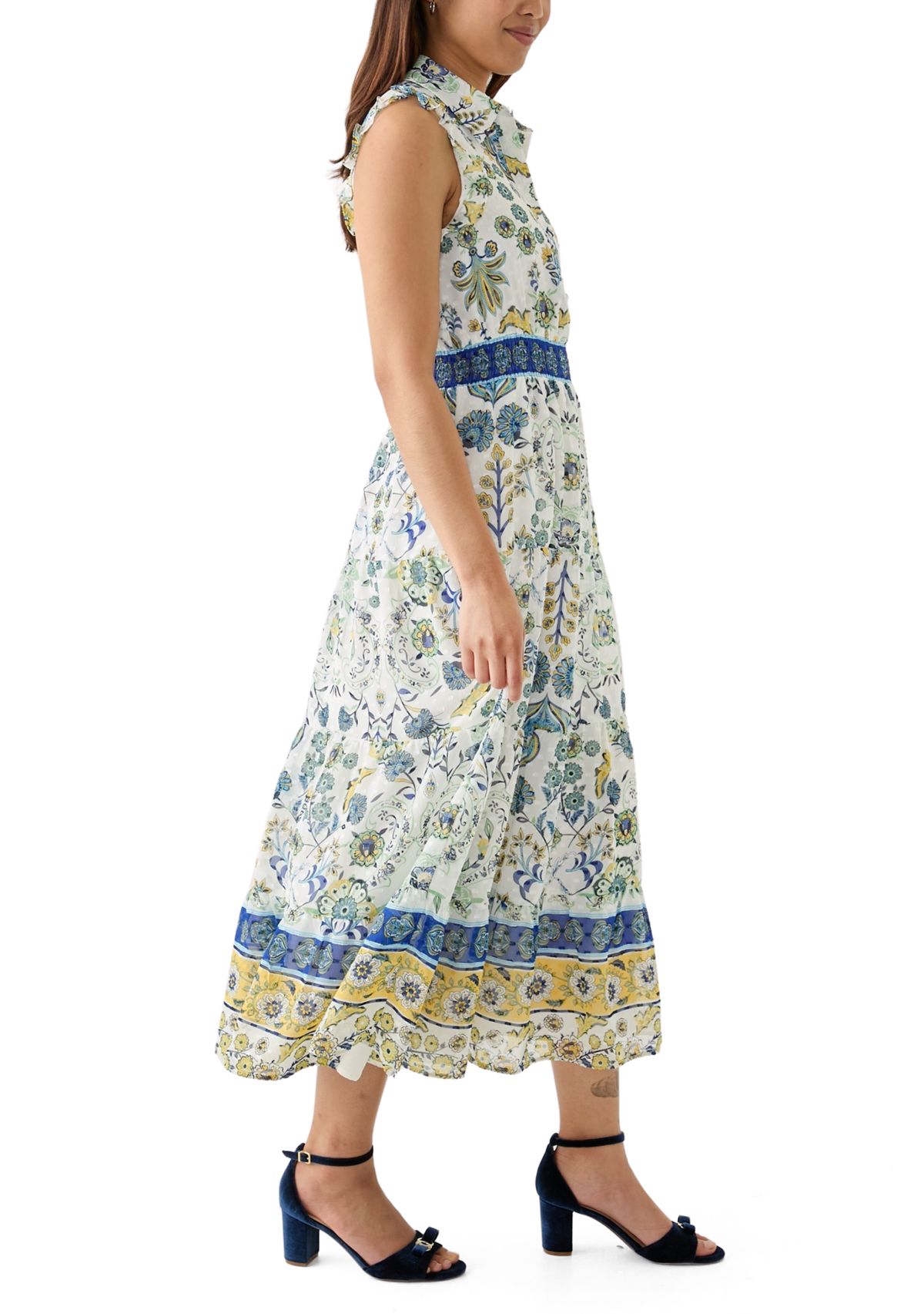 Womens Floral Printed Collared Dress